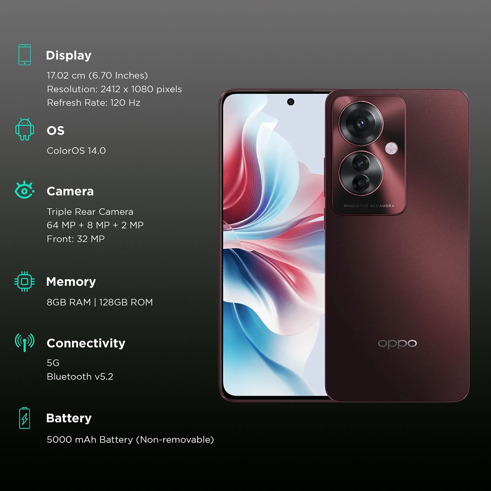 oppo F25 Pro 5G (8GB RAM, 128GB, Lava Red) oppo F25 Pro 5G (8GB RAM, 128GB, Lava Red)_3