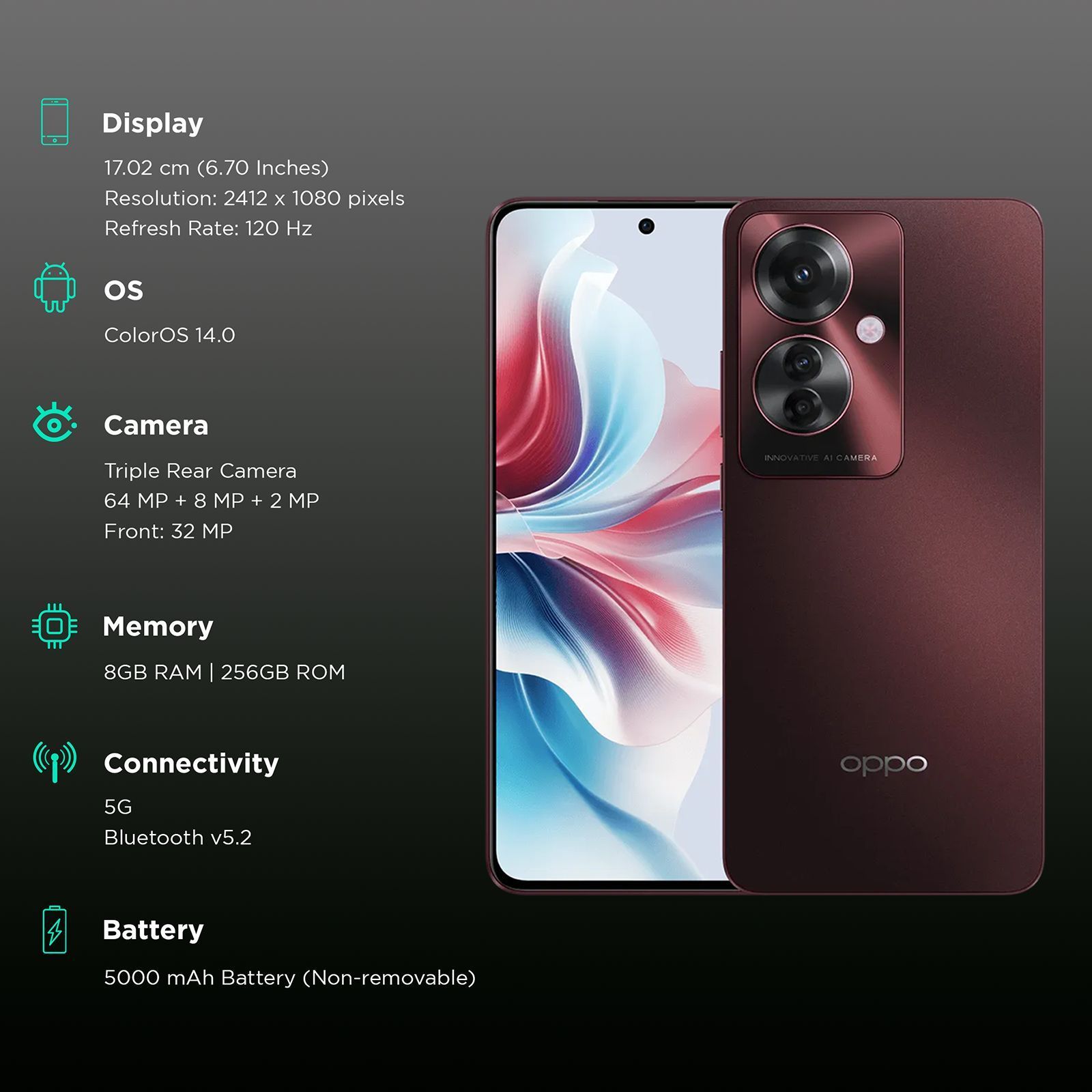 oppo F25 Pro 5G (8GB RAM, 256GB, Lava Red)_3