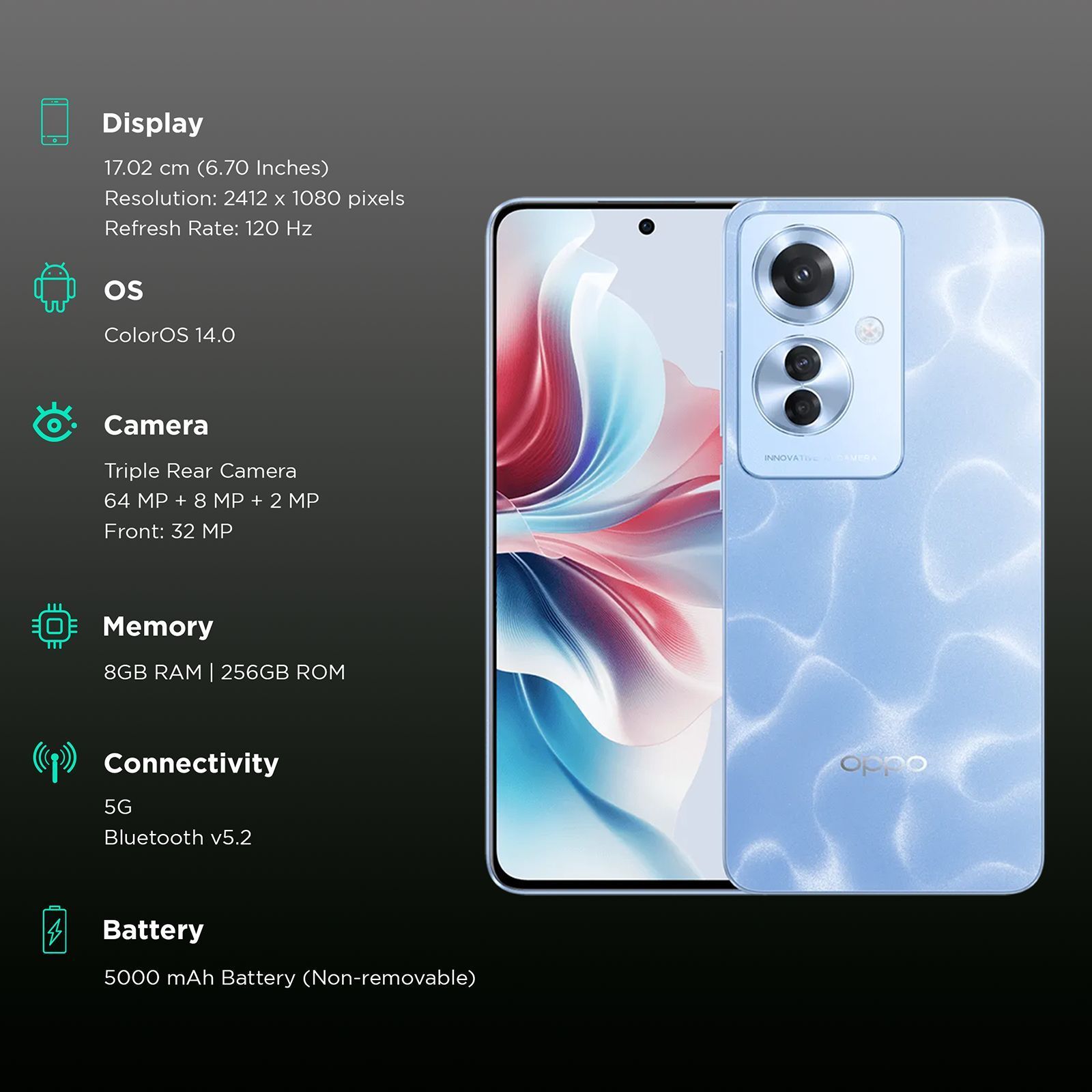 oppo F25 Pro 5G (8GB RAM, 256GB, Ocean Blue) oppo F25 Pro 5G (8GB RAM, 256GB, Ocean Blue)_3