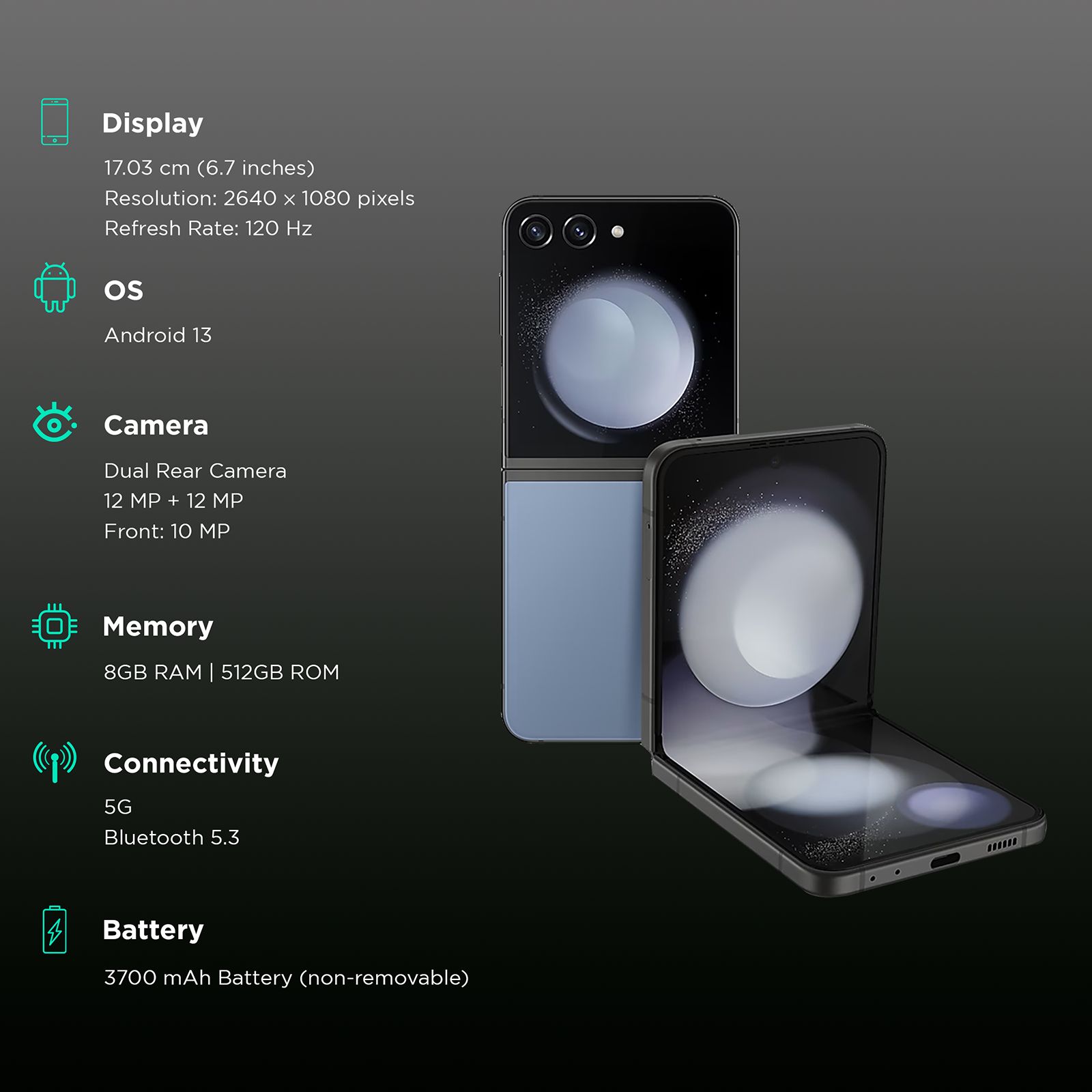 SAMSUNG Galaxy Z Flip5 5G (8GB RAM, 512GB, Blue)_3