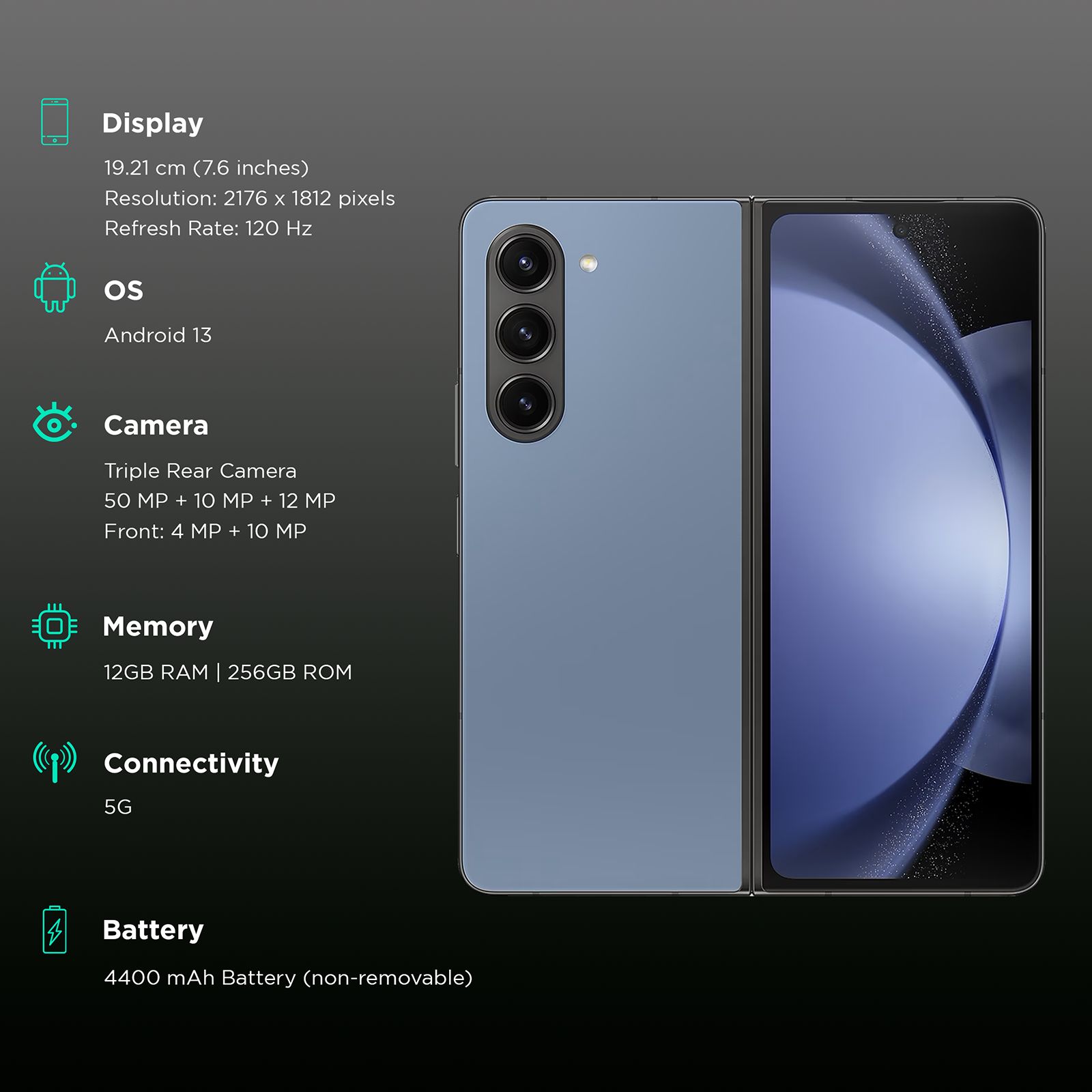 SAMSUNG Galaxy Z Fold5 5G (12GB RAM, 256GB, Blue)_3