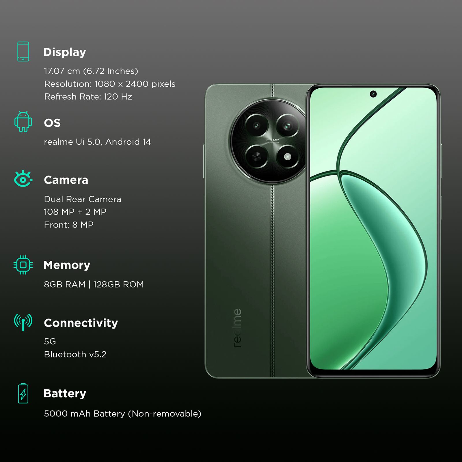 realme 12 5G (8GB RAM, 128GB, Woodland Green)_3