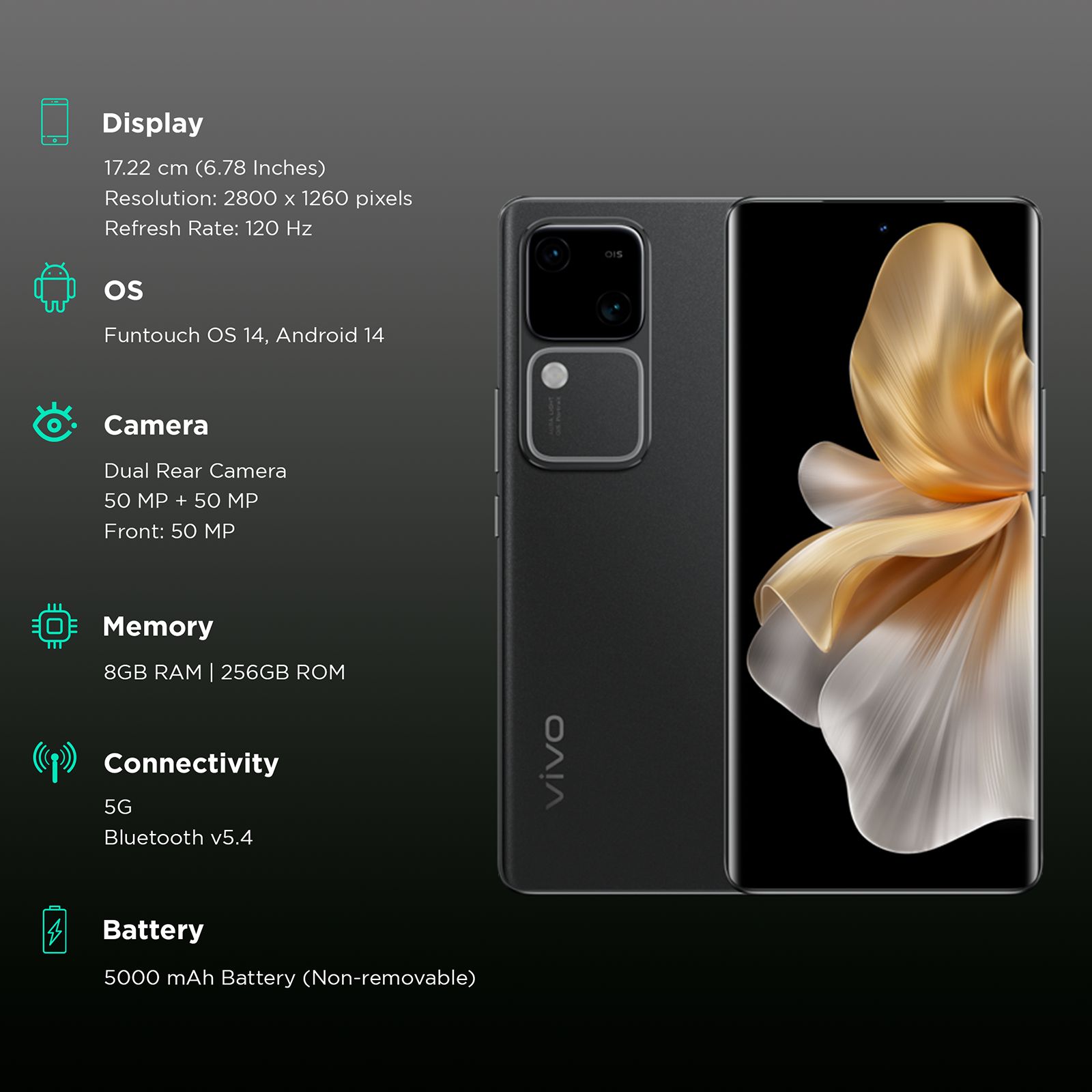 vivo V30 5G (8GB RAM, 256GB, Classic Black)_3