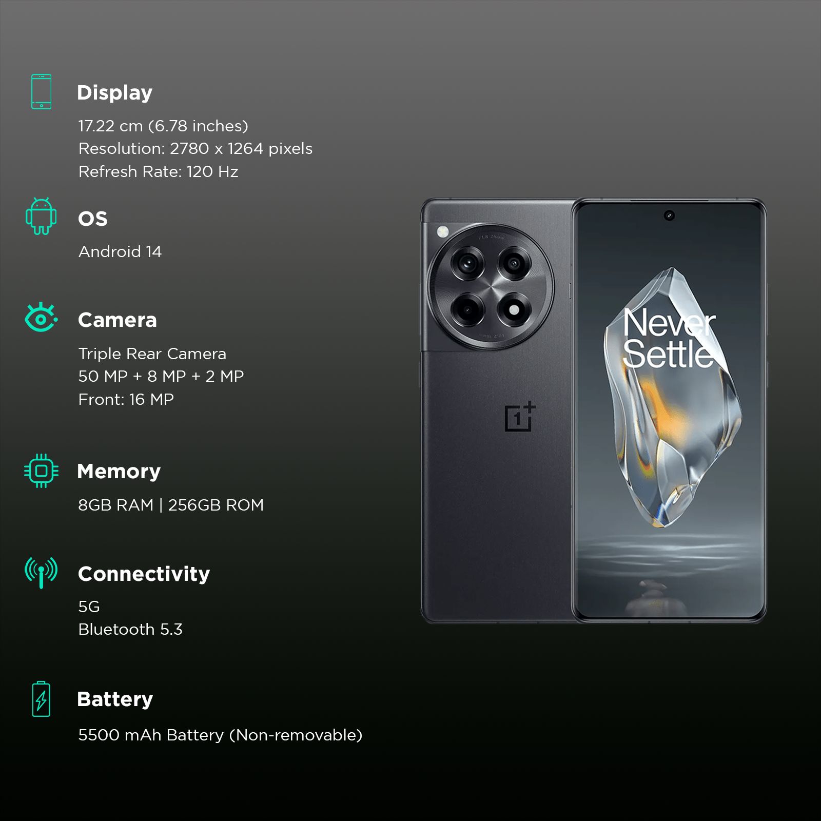 OnePlus 12R 5G (8GB, 256GB, Iron Grey) OnePlus 12R 5G (8GB, 256GB, Iron Grey)_3