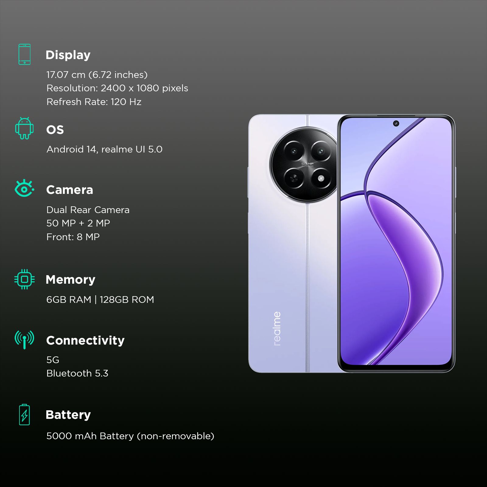 realme 12x 5G (6GB RAM, 128GB, Twilight Purple)_3