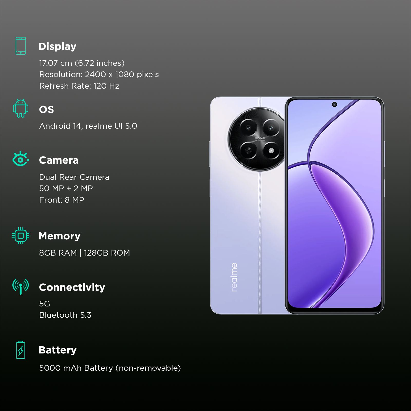 realme 12x 5G (8GB RAM, 128GB, Twilight Purple)_3