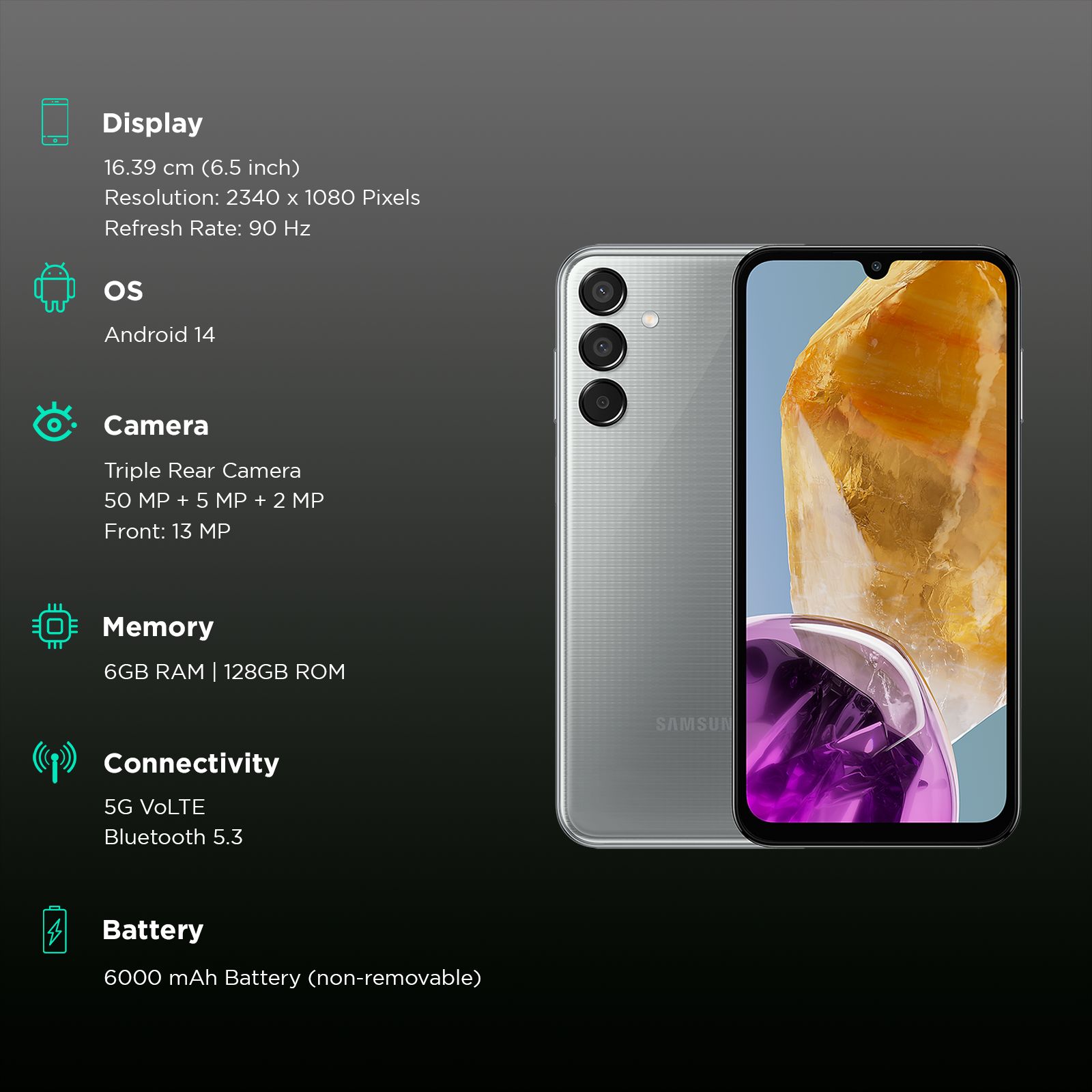 SAMSUNG Galaxy M15 5G Prime (6GB RAM, 128GB,  Stone Gray)_3