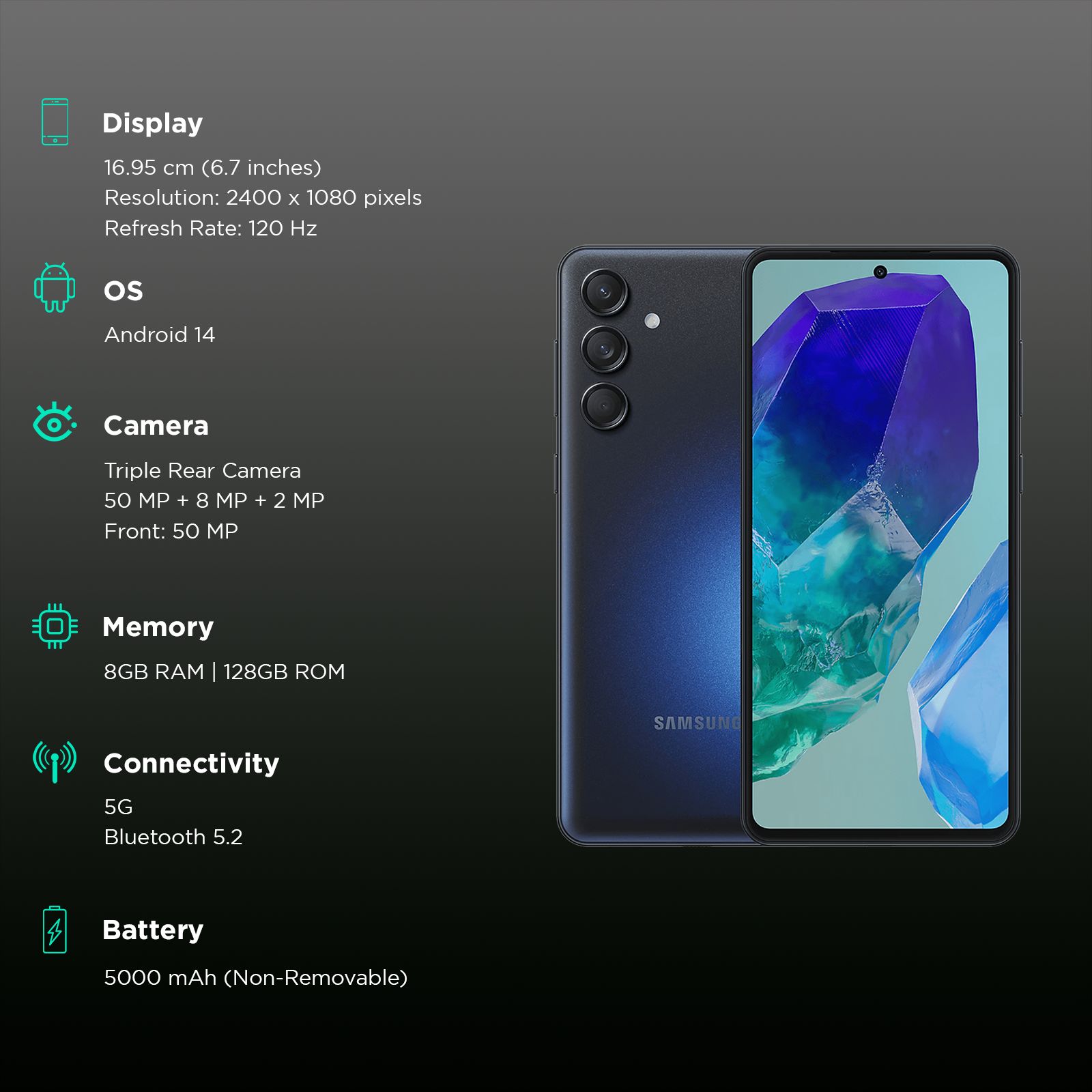 SAMSUNG Galaxy M55 5G (8GB RAM, 128GB, Denim Black)_3