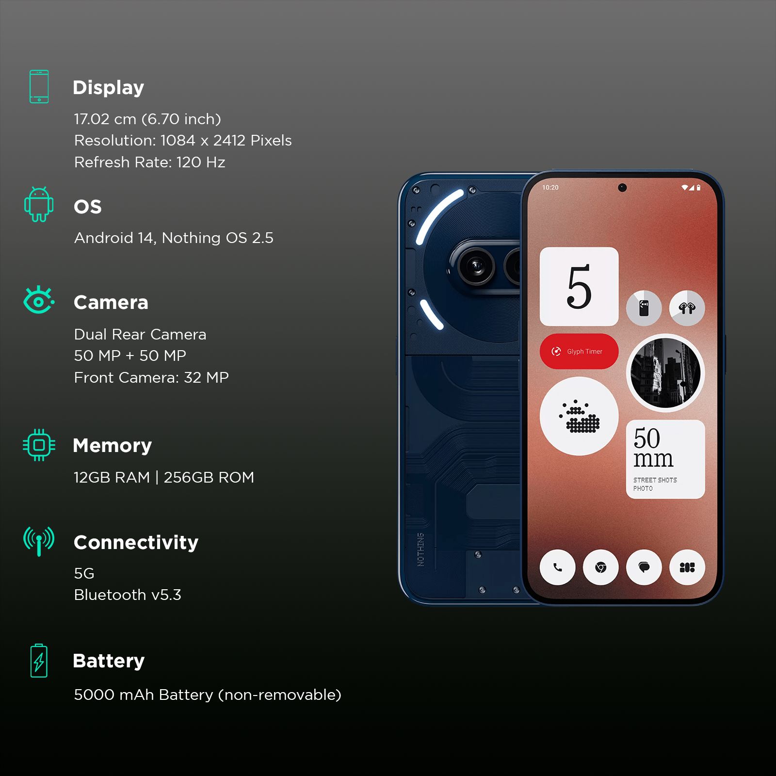 Nothing Phone 2a 5G (12GB RAM, 256GB, Blue) Nothing Phone 2a 5G (12GB RAM, 256GB, Blue)_3