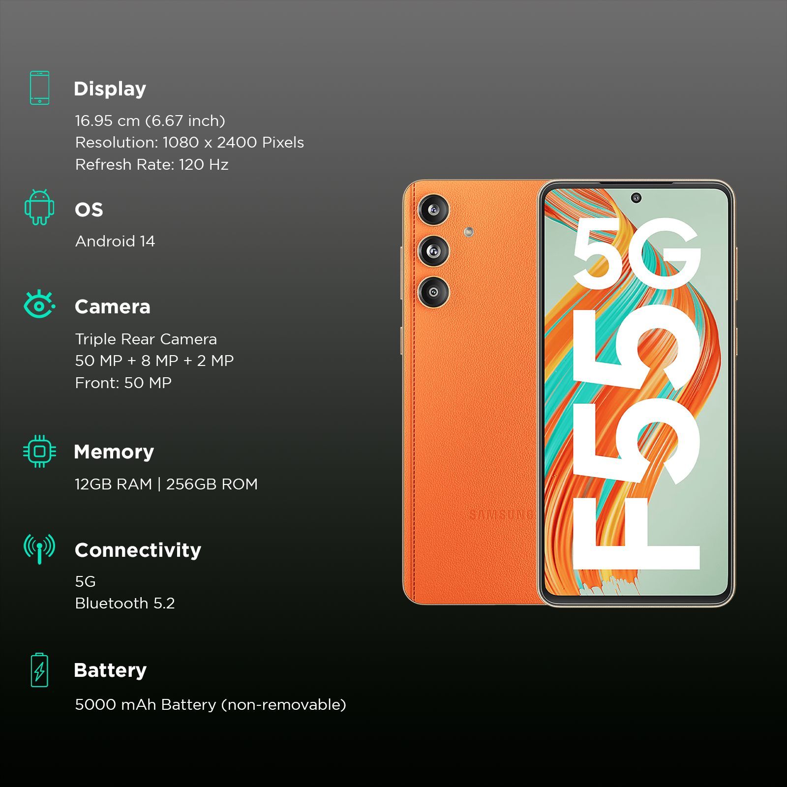 SAMSUNG Galaxy F55 5G (12GB RAM, 256GB, Apricot Crush)_3