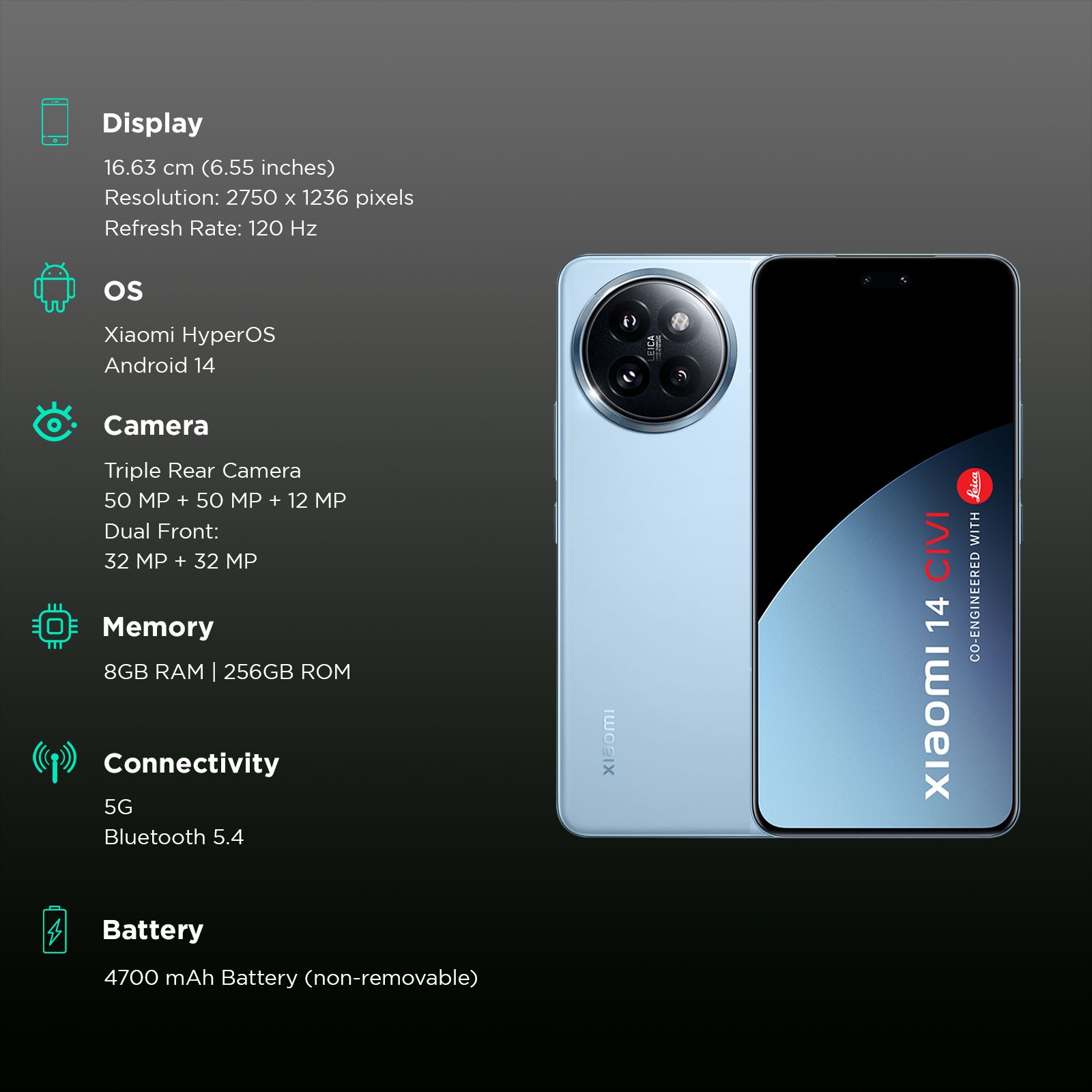 Xiaomi 14 CIVI 5G (8GB RAM, 256GB, Cruise Blue)_3