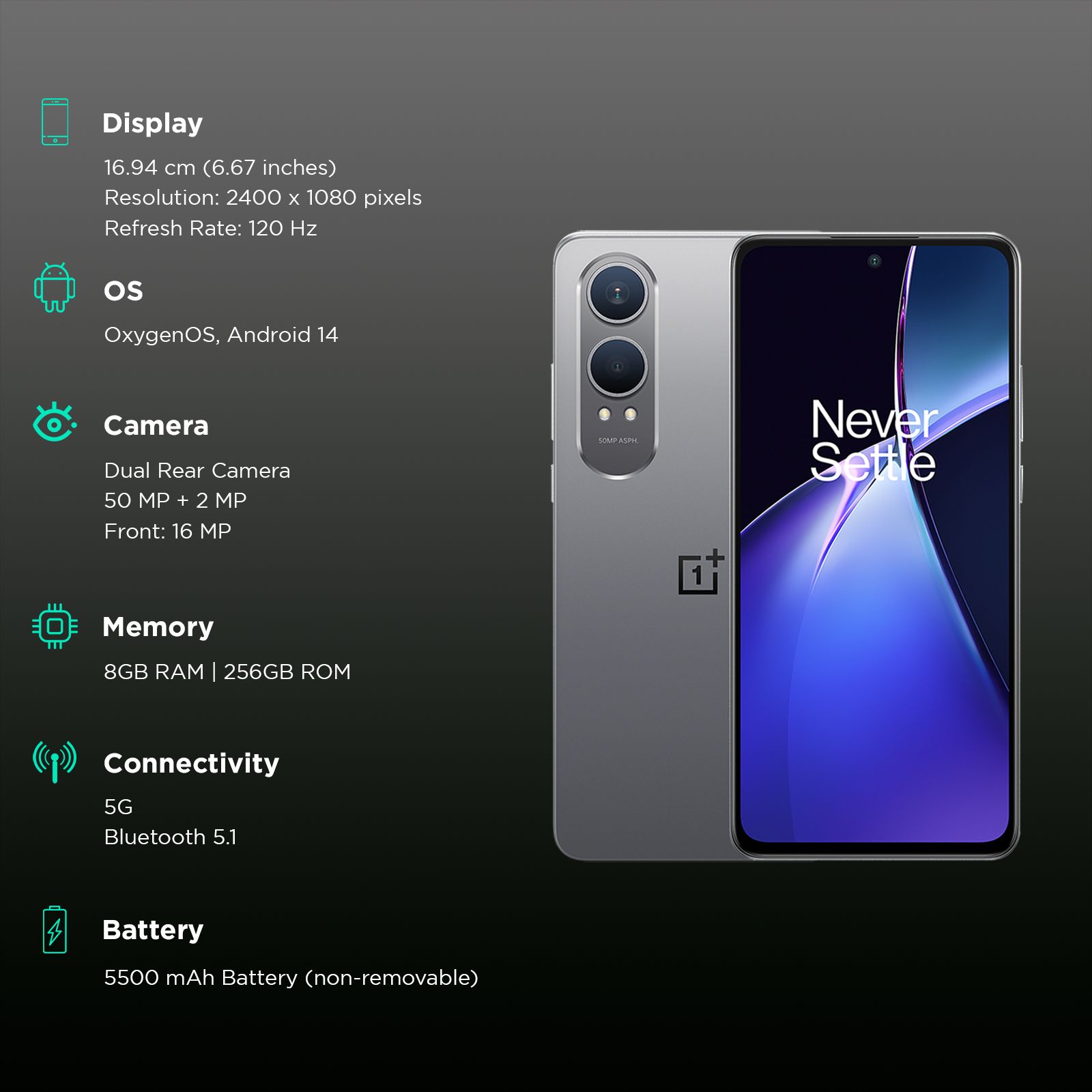 OnePlus Nord CE4 Lite 5G (8GB RAM, 256GB, Super Silver) OnePlus Nord CE4 Lite 5G (8GB RAM, 256GB, Super Silver)_3