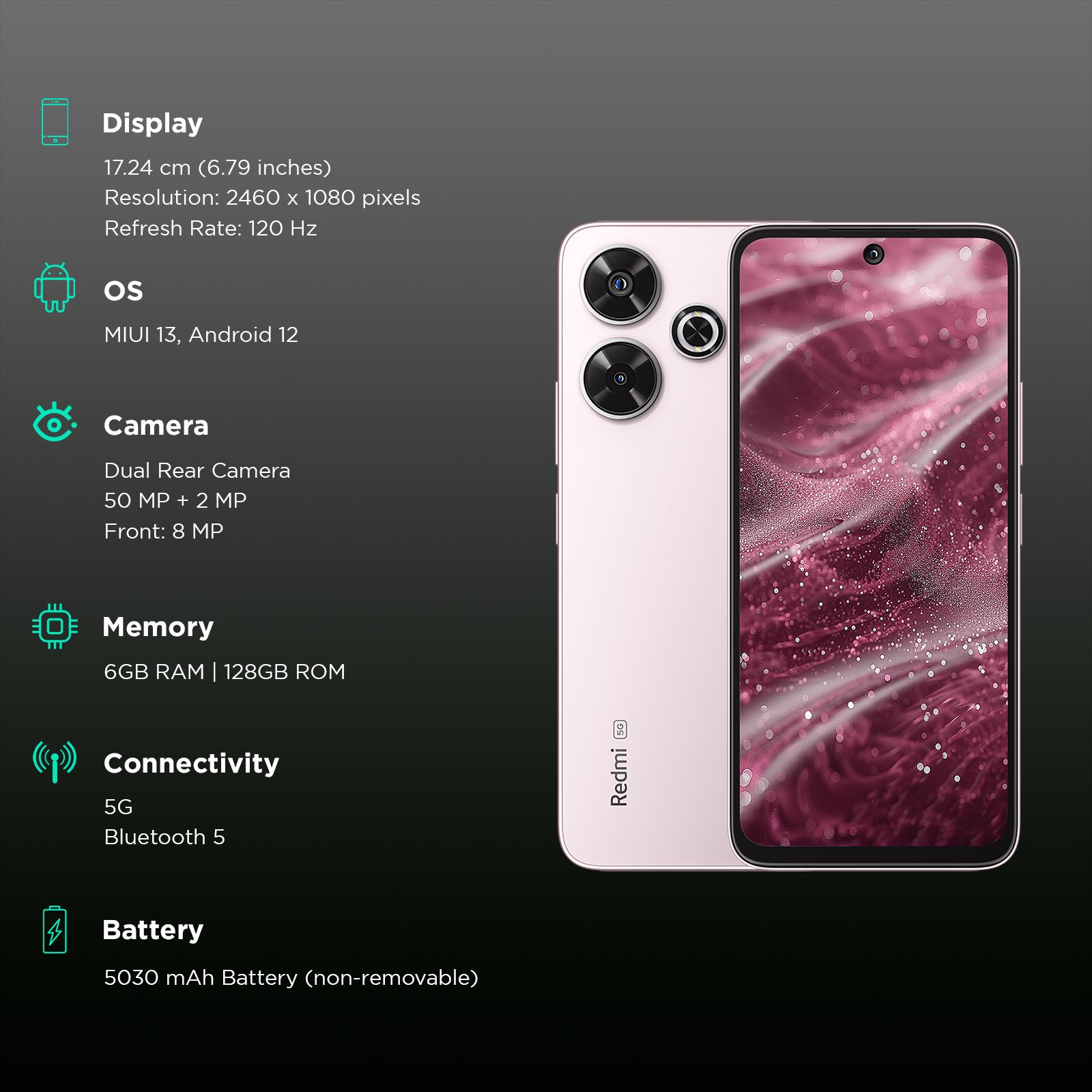 Redmi 13 5G (6GB RAM, 128GB, Orchid Pink)_3