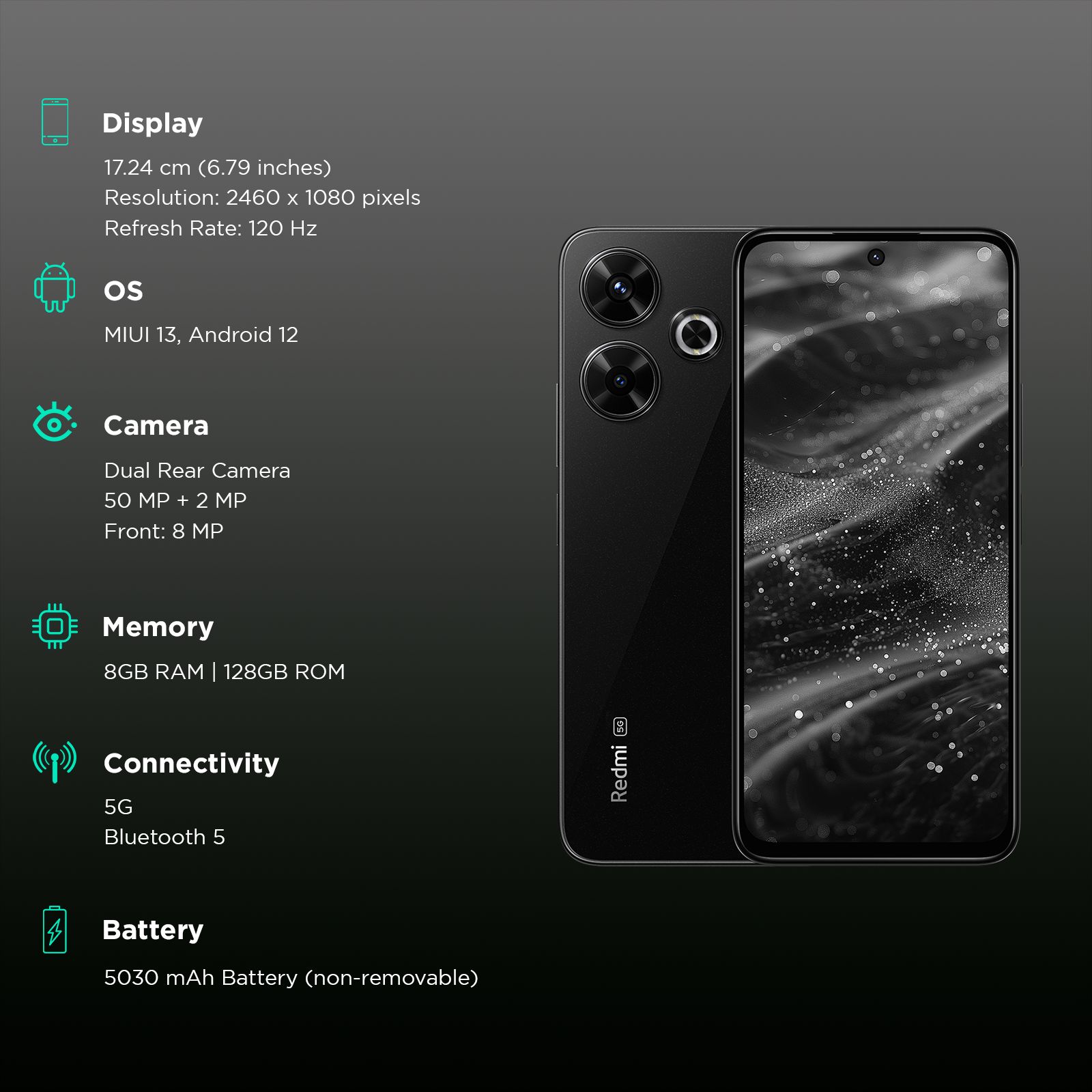 Redmi 13 5G (8GB RAM, 128GB, Black Diamond)_3