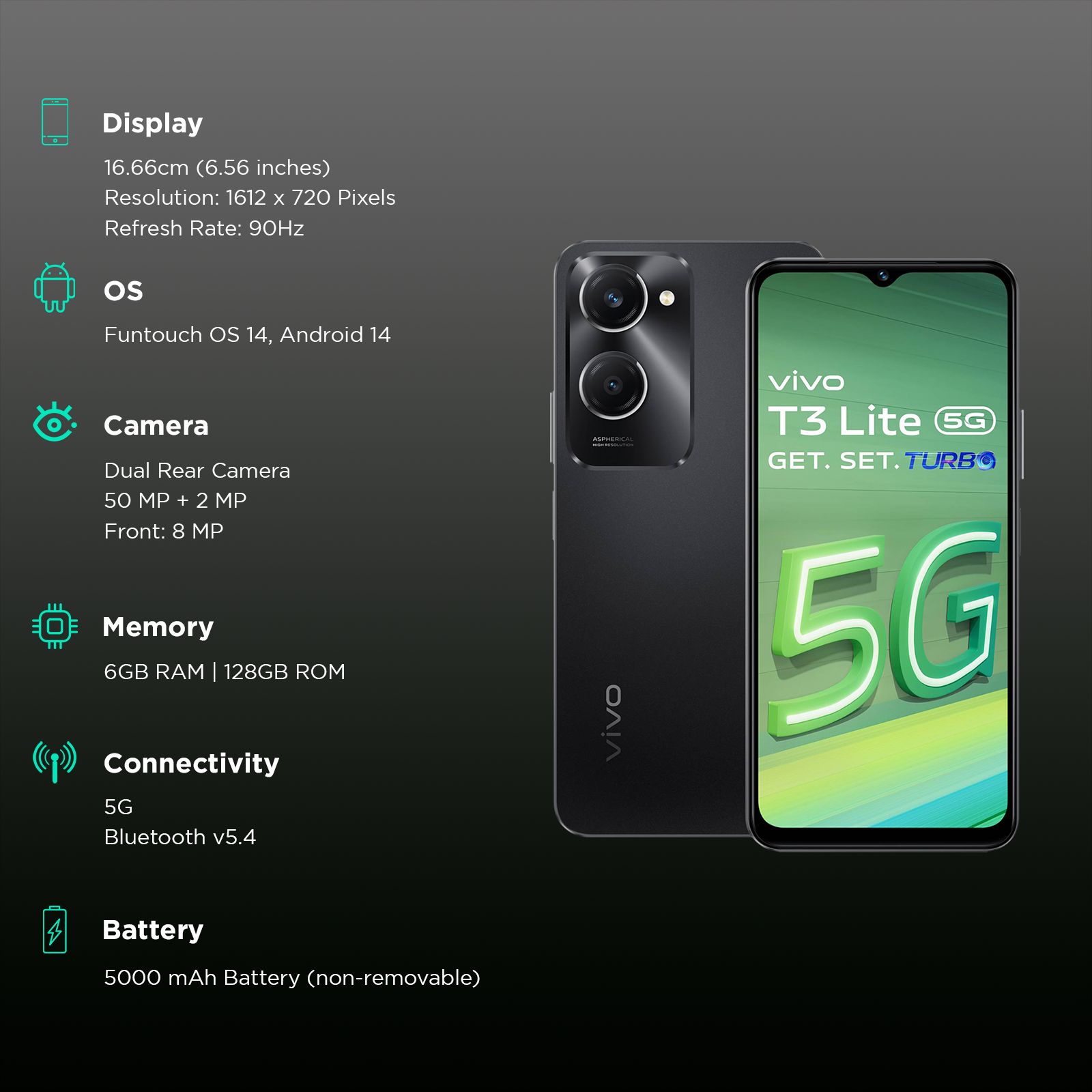 vivo T3 Lite 5G (6GB RAM, 128GB, Majestic Black)_3