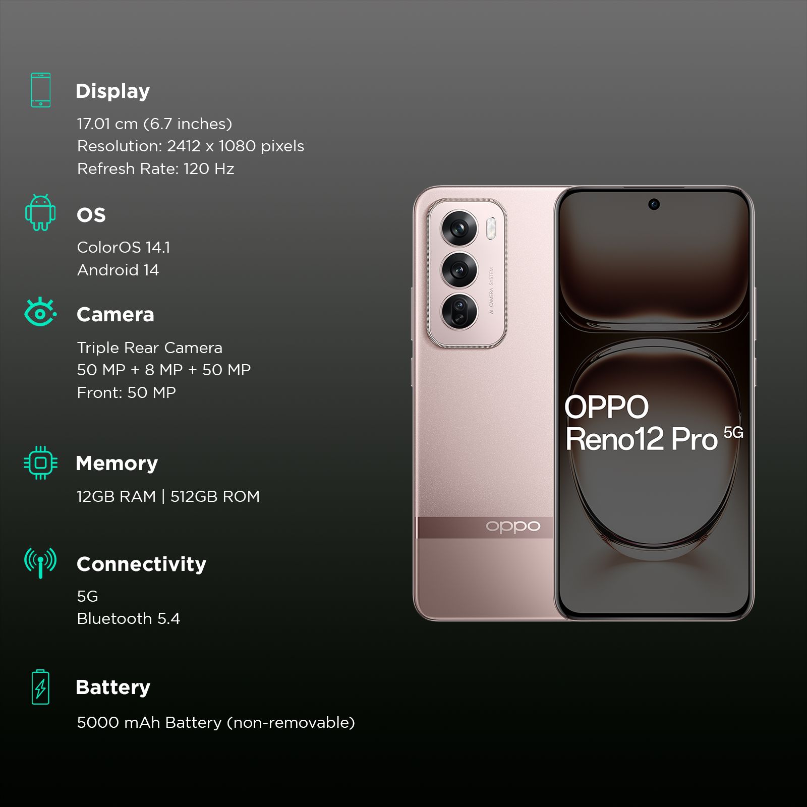 oppo Reno 12 Pro 5G (12GB RAM, 512GB, Sunset Gold)_3