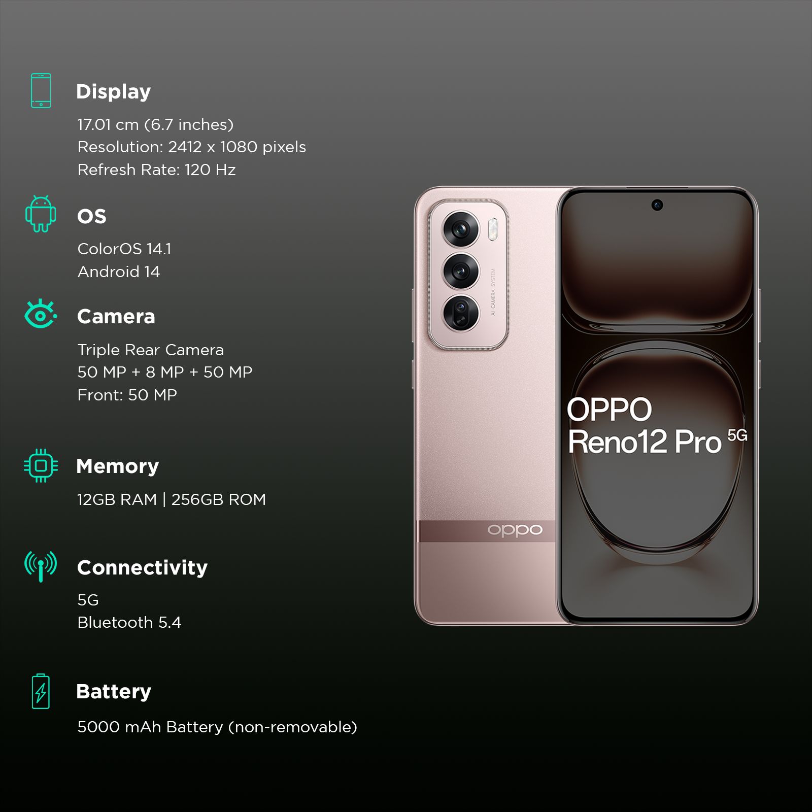 oppo Reno 12 Pro 5G (12GB RAM, 256GB, Sunset Gold)_3
