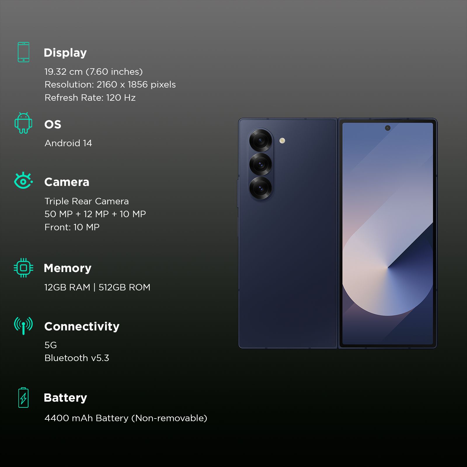 SAMSUNG Galaxy Z Fold6 5G (12GB RAM, 512GB, Navy)_3