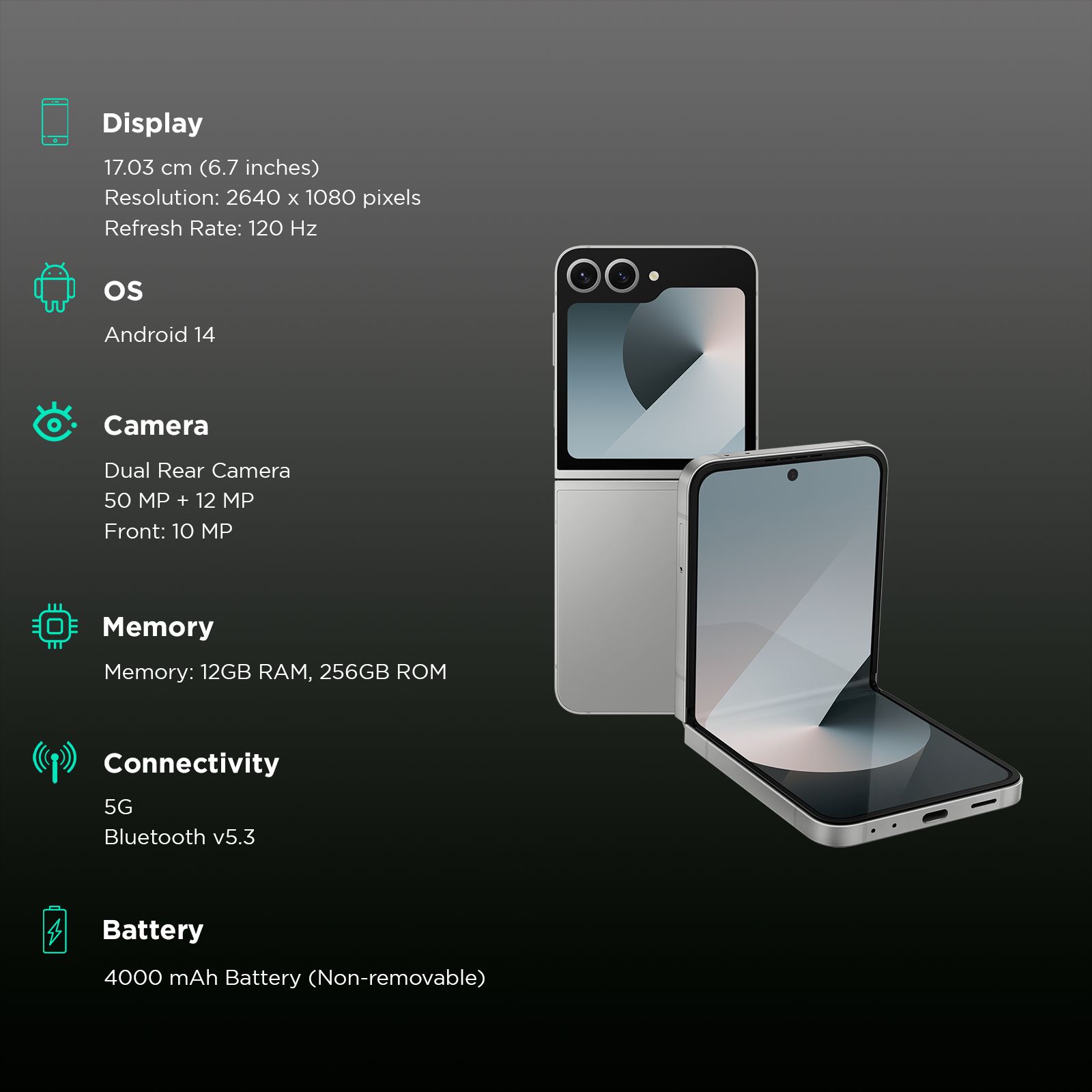 SAMSUNG Galaxy Z Flip6 5G (12GB RAM, 256GB, Silver Shadow) SAMSUNG Galaxy Z Flip6 5G (12GB RAM, 256GB, Silver Shadow)_3