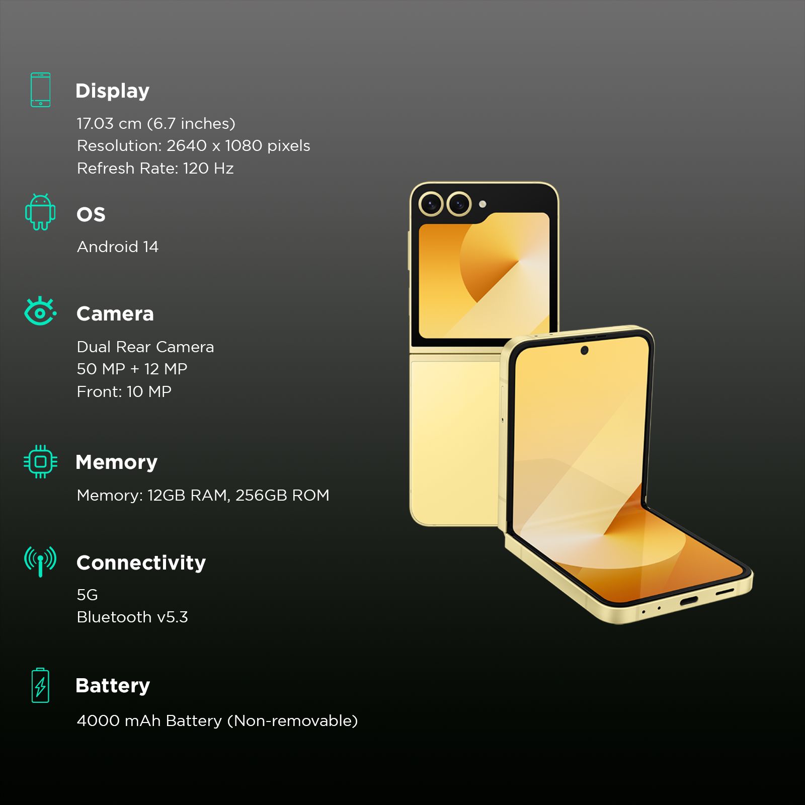 SAMSUNG Galaxy Z Flip6 5G (12GB RAM, 256GB, Yellow)_3