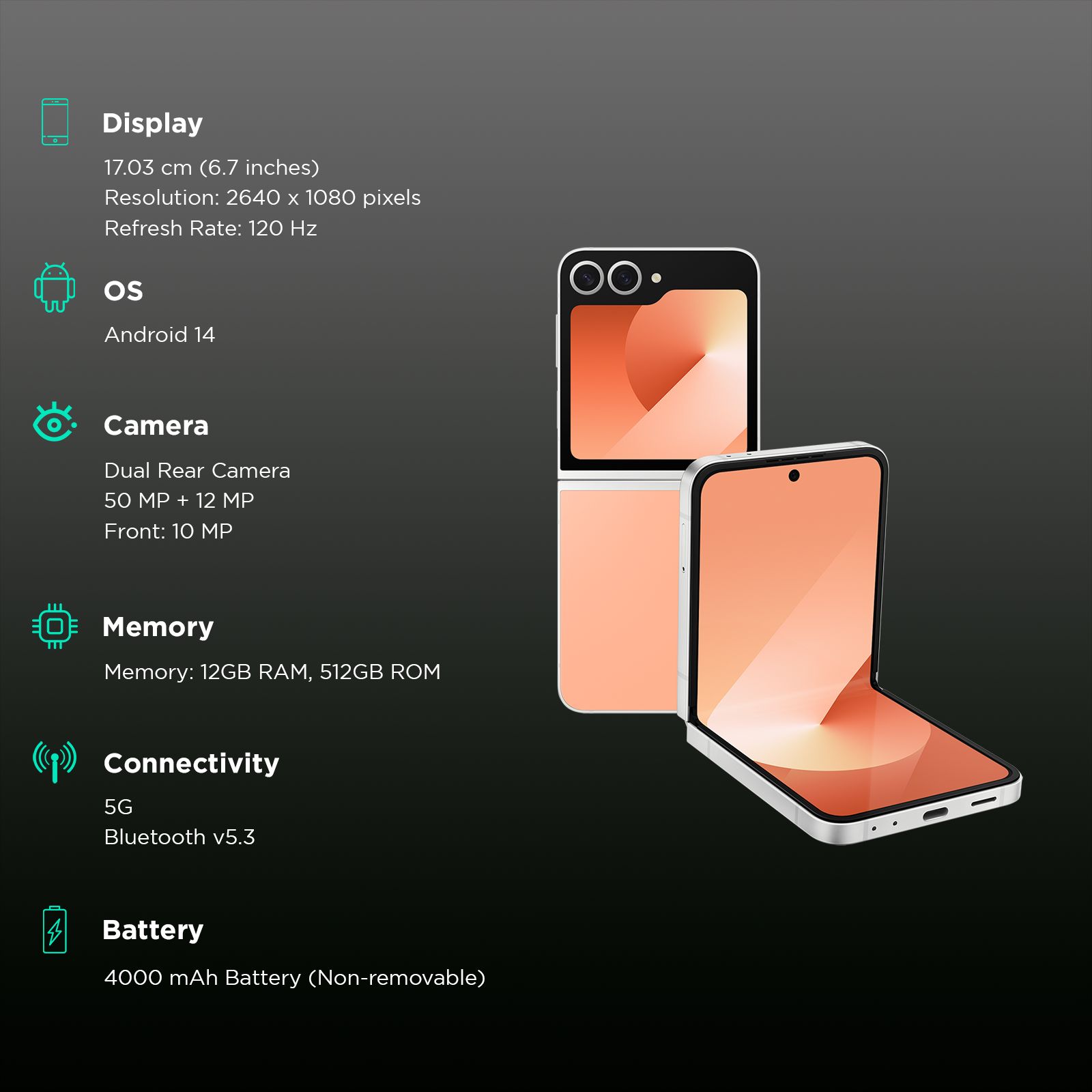 SAMSUNG Galaxy Z Flip6 5G (12GB RAM, 512GB, Peach)_3