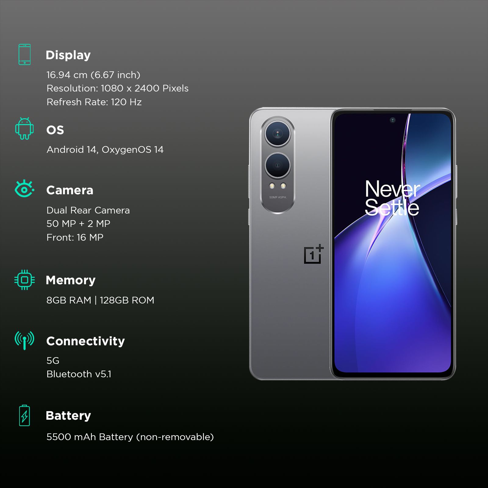 OnePlus Nord CE4 Lite 5G (8GB RAM, 128GB, Super Silver)_3