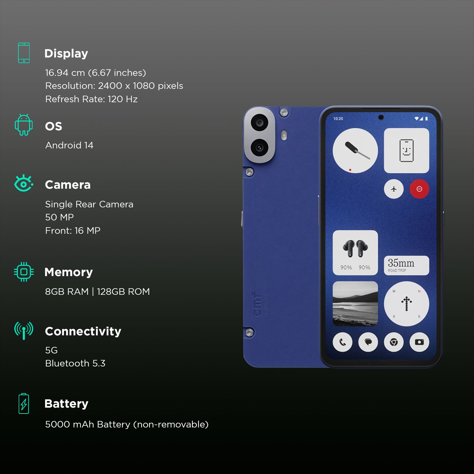 Nothing CMF Phone 1 5G (8GB RAM, 128GB, Blue) Nothing CMF Phone 1 5G (8GB RAM, 128GB, Blue)_3