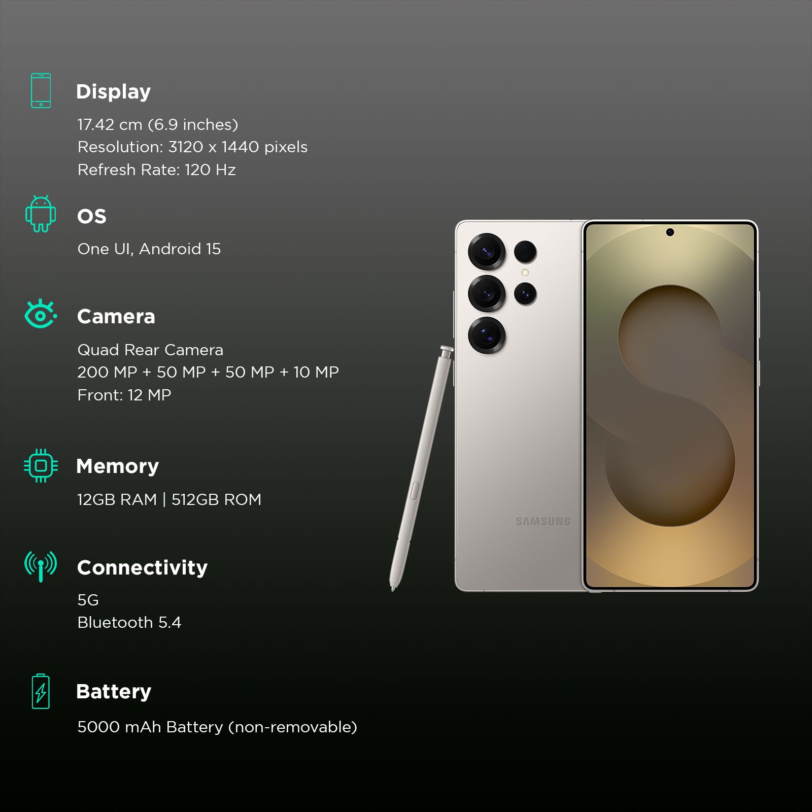 SAMSUNG Galaxy S25 Ultra 5G (12GB RAM, 512GB, Titanium Gray) SAMSUNG Galaxy S25 Ultra 5G (12GB RAM, 512GB, Titanium Gray)_3