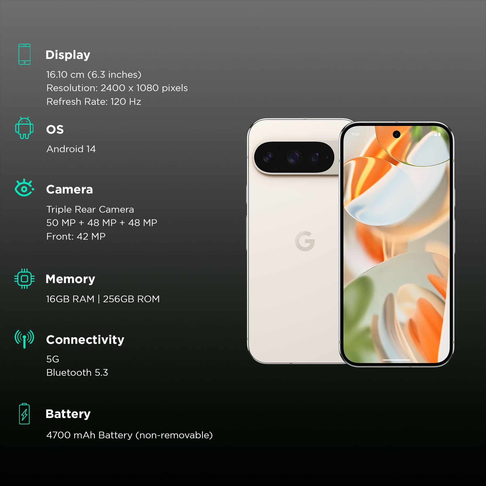 Google Pixel 9 Pro 5G (16GB RAM, 256GB, Porcelain) Google Pixel 9 Pro 5G (16GB RAM, 256GB, Porcelain)_3