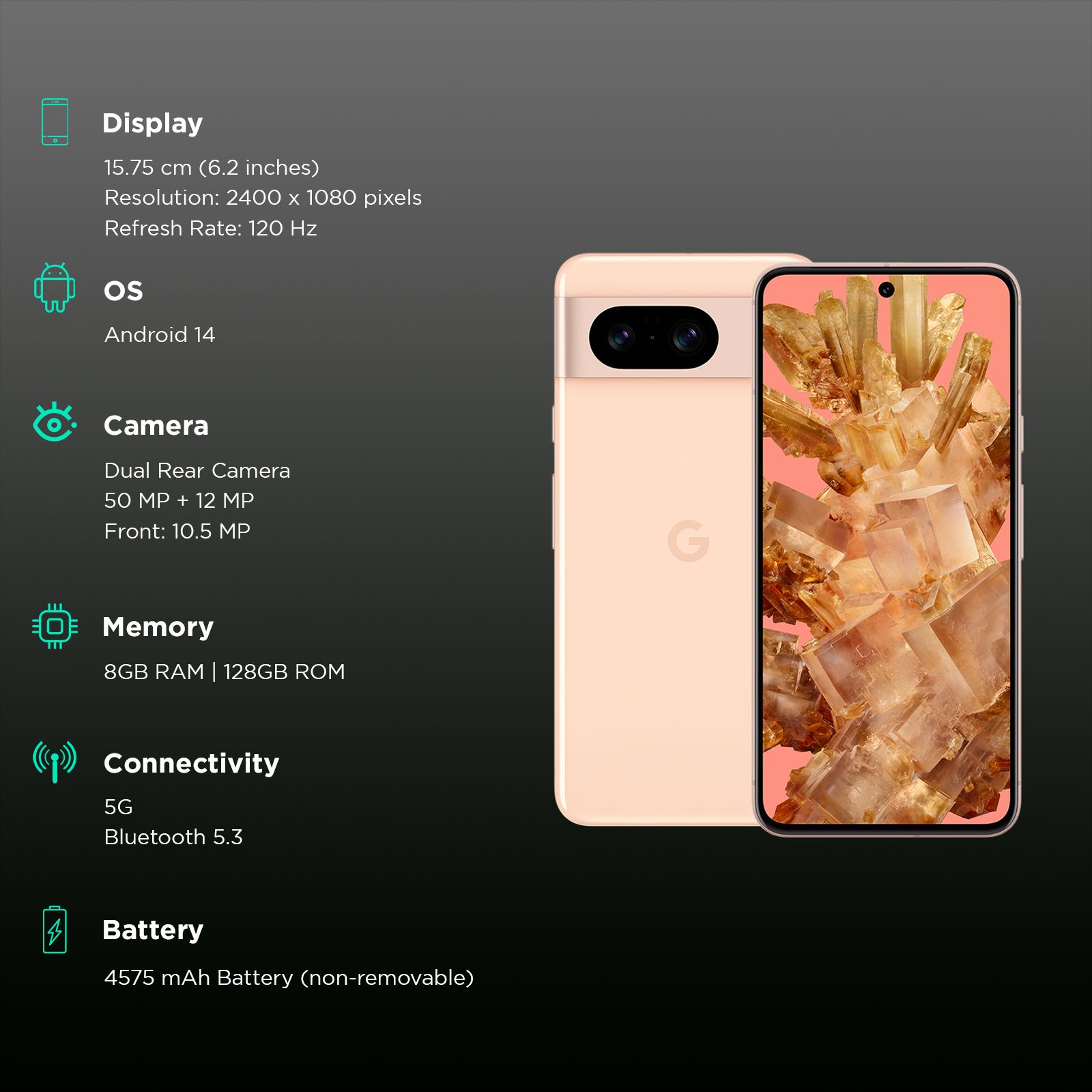 Google Pixel 8 5G (8GB RAM, 128GB, Rose)_3