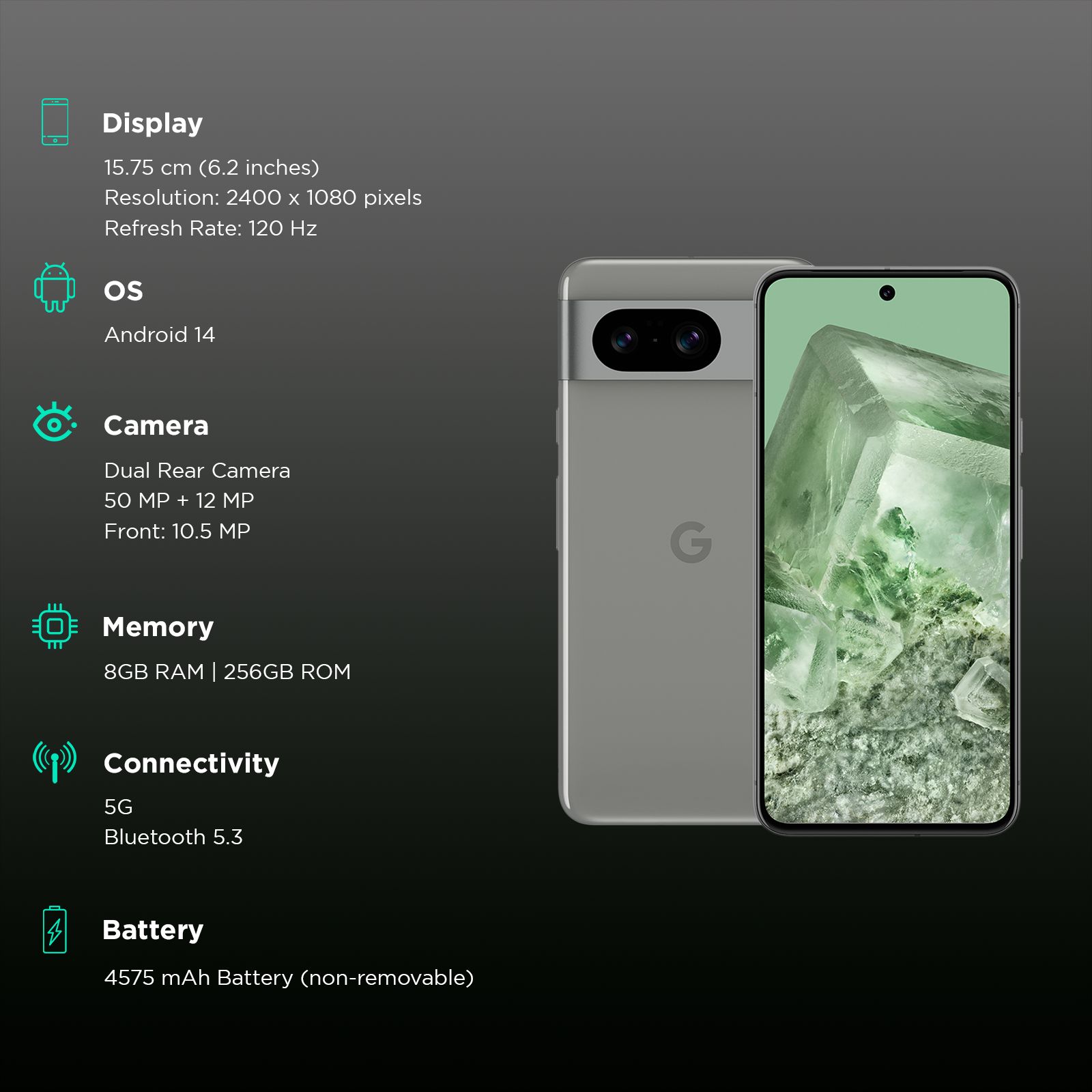 Google Pixel 8 5G (8GB RAM, 256GB, Hazel)_3