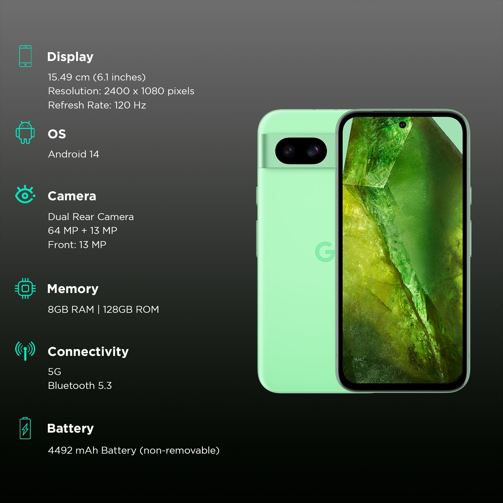 Google Pixel 8a 5G (8GB RAM, 128GB, Aloe)_3