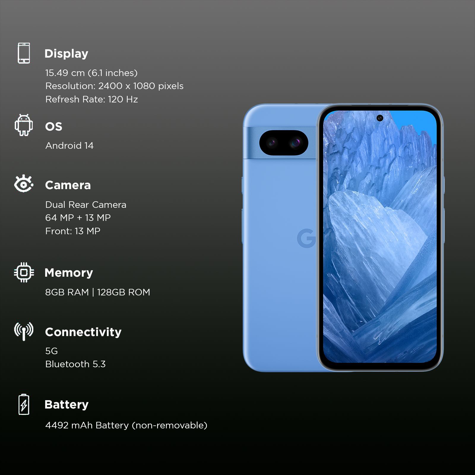 Google Pixel 8a 5G (8GB RAM, 128GB, Bay) Google Pixel 8a 5G (8GB RAM, 128GB, Bay)_3