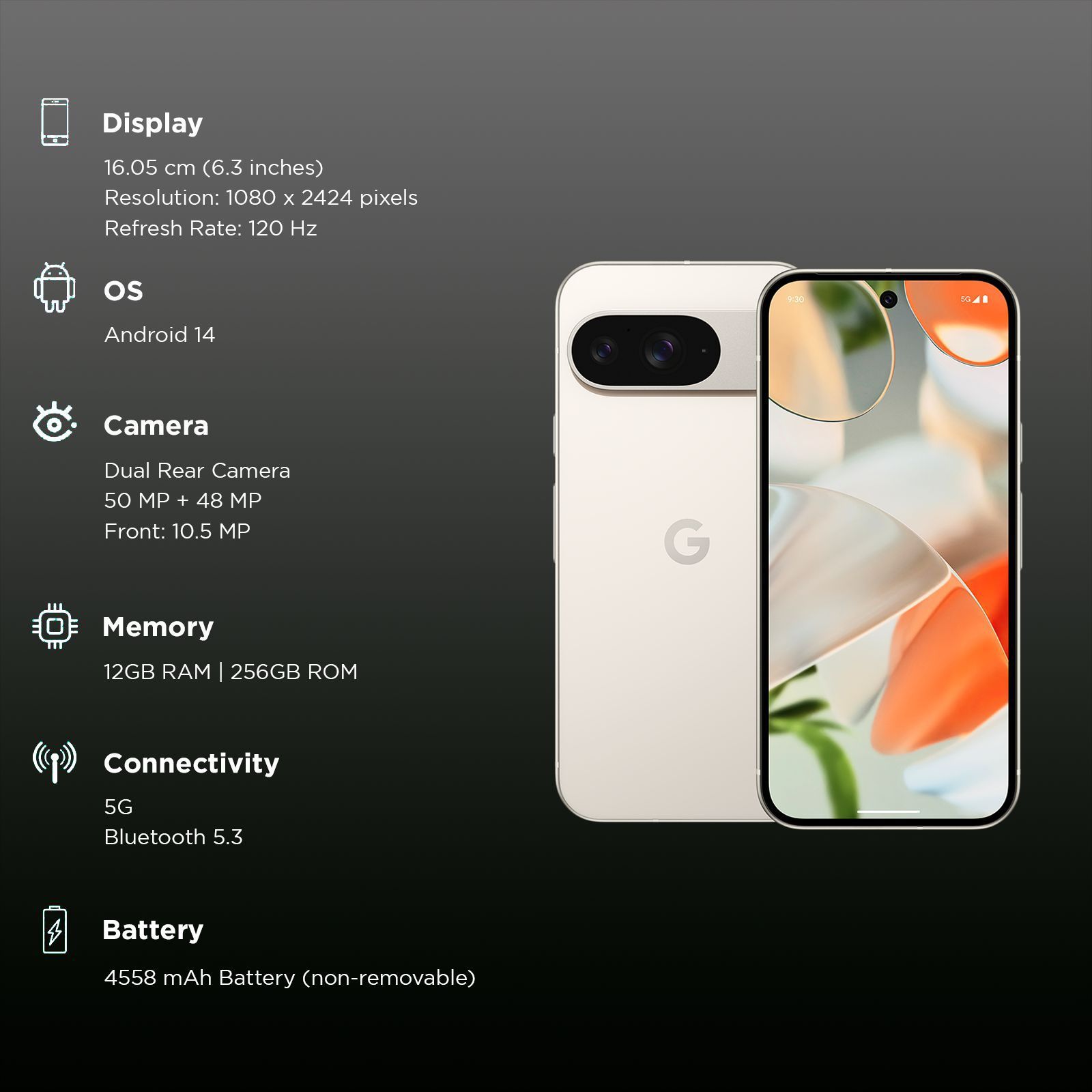 Google Pixel 9 5G (12GB RAM, 256GB, Porcelain) Google Pixel 9 5G (12GB RAM, 256GB, Porcelain)_3