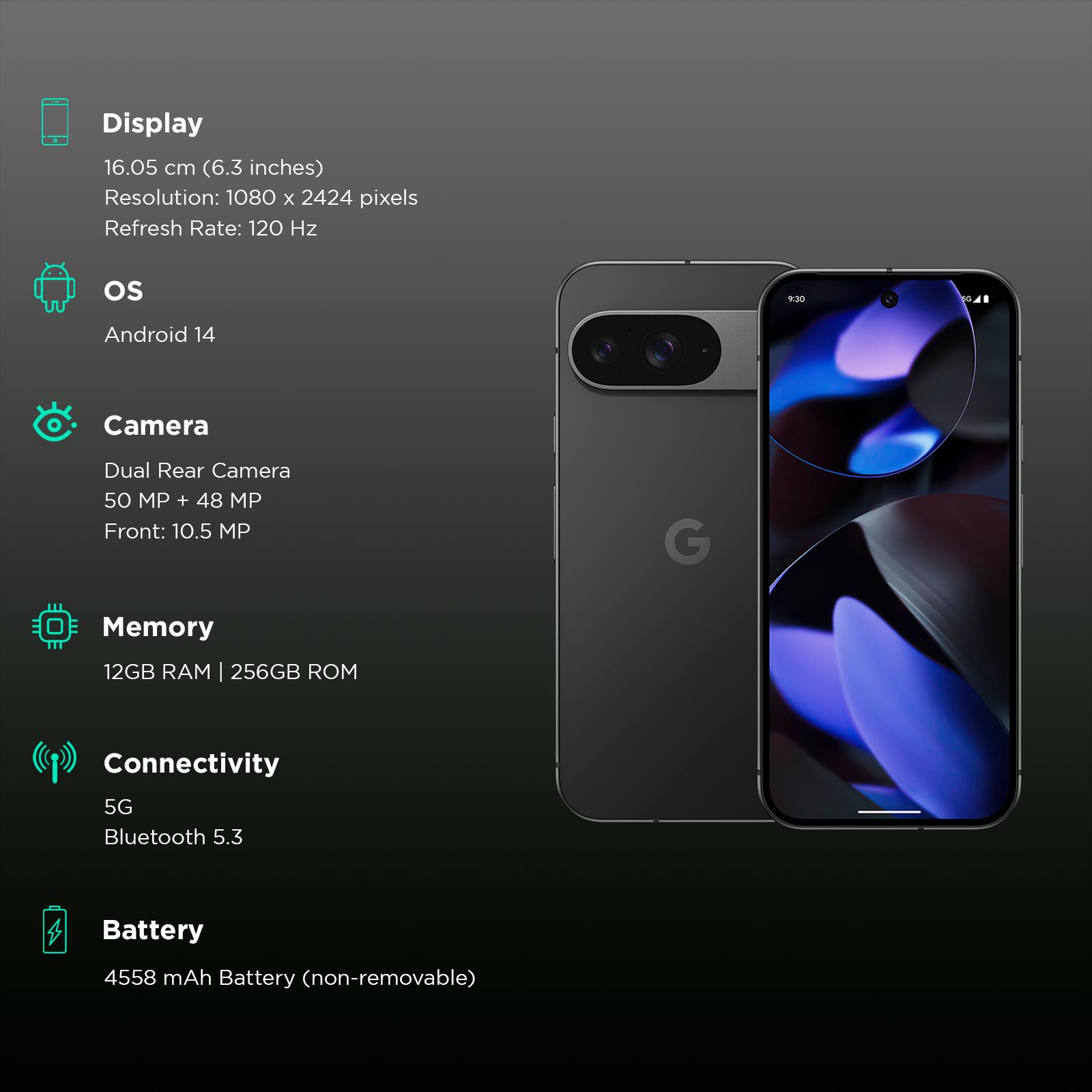 Google Pixel 9 5G (12GB RAM, 256GB, Obsidian)_3