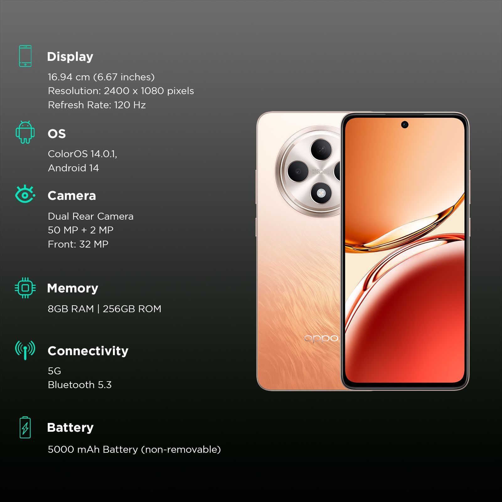 oppo F27 5G (8GB RAM, 256GB, Amber Orange)_3