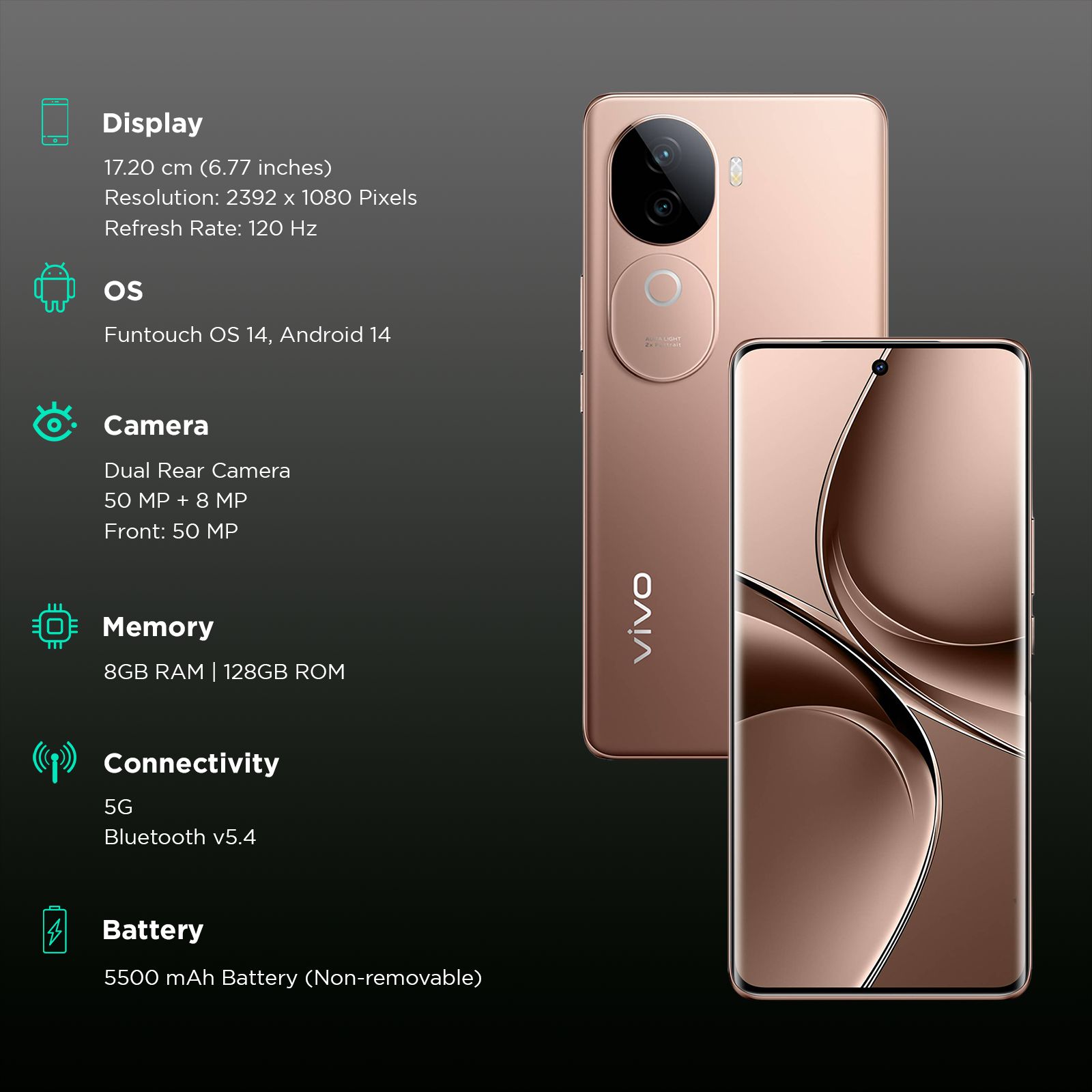 vivo V40e 5G (8GB RAM, 128 ROM, Royal Bronze)_3