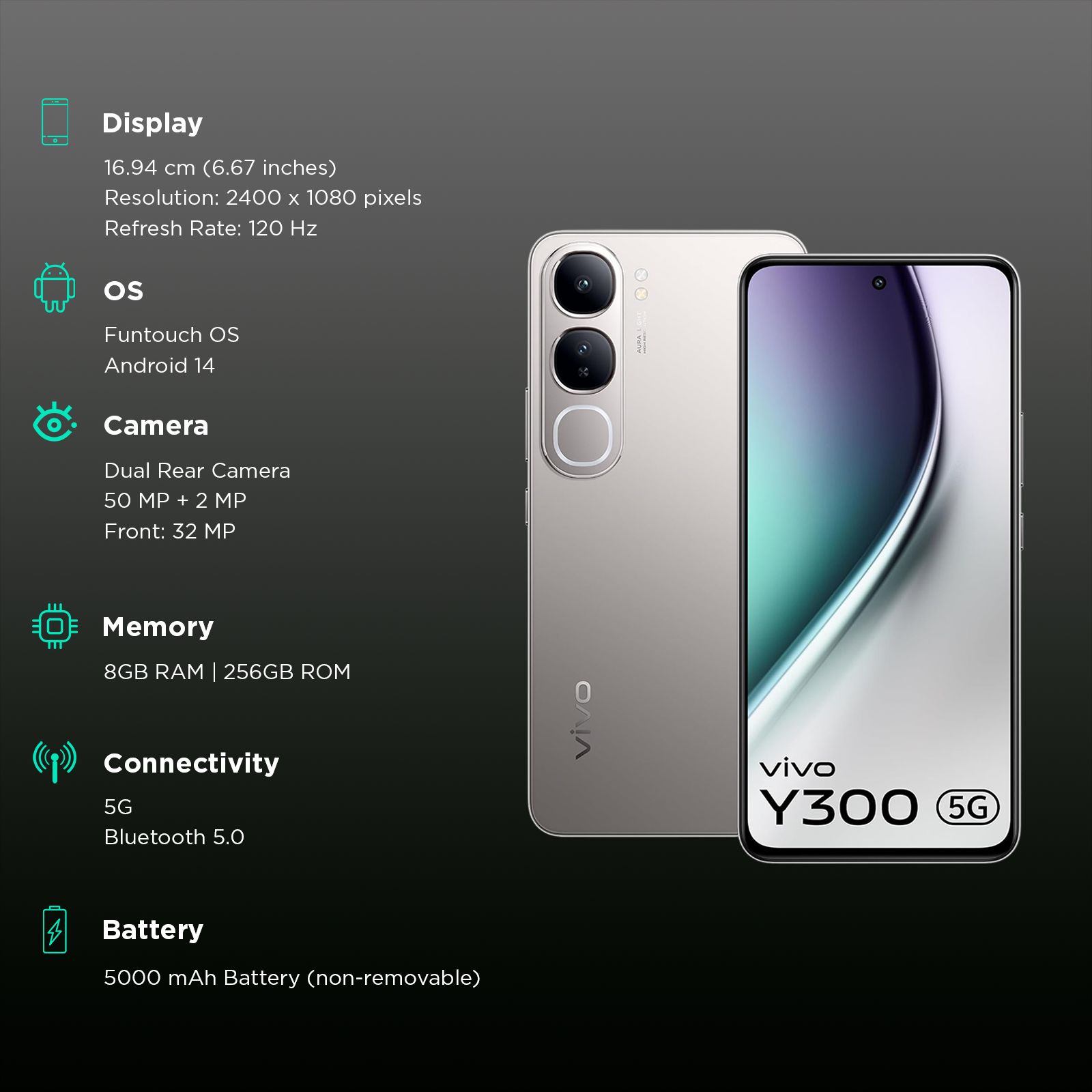 vivo Y300 5G (8GB RAM, 256GB, Titanium Silver)_3