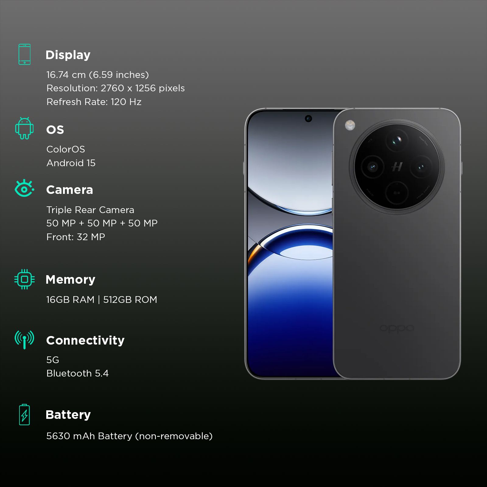 oppo Find X8 5G (16GB RAM, 512GB ROM, Space Black)_3