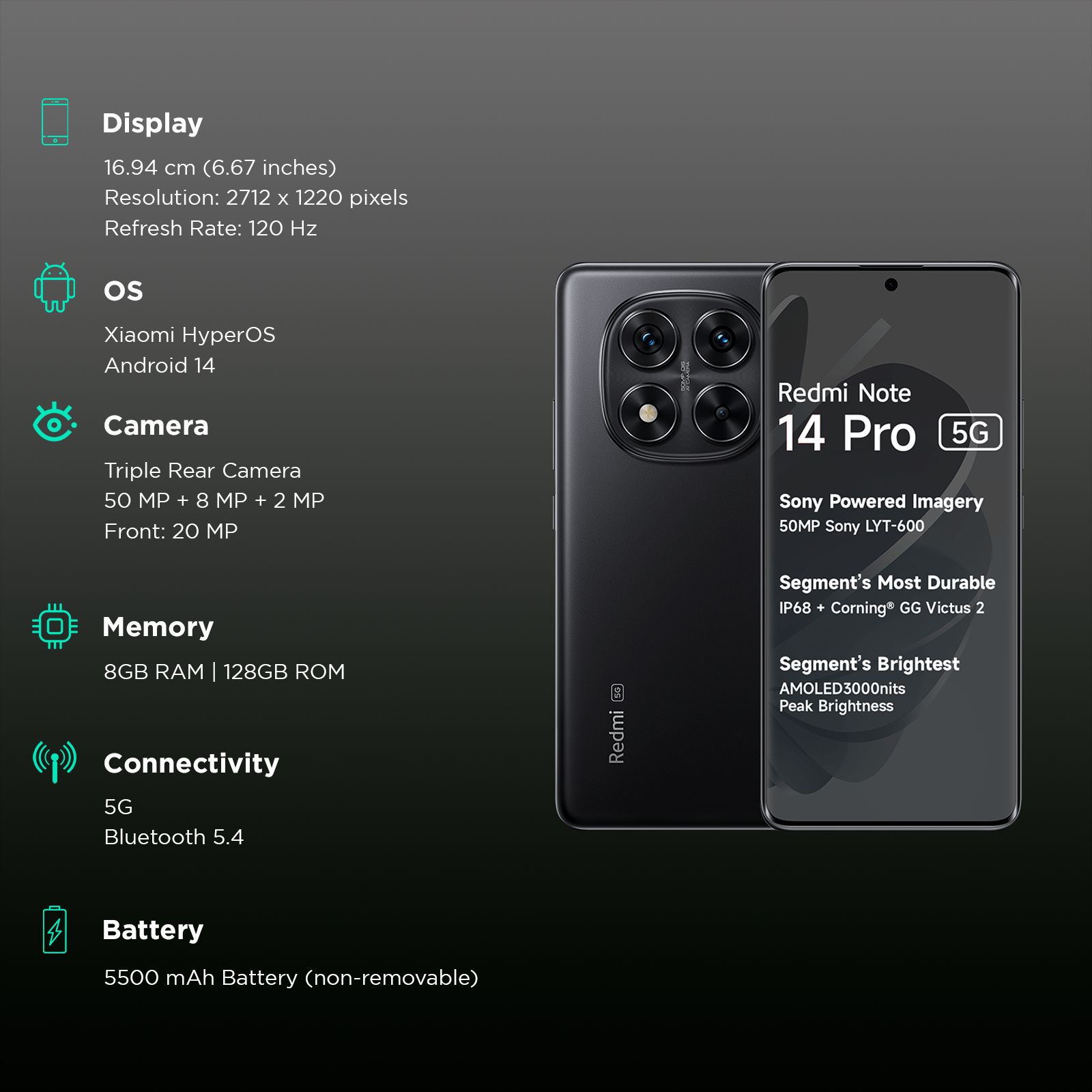 Redmi Note 14 Pro 5G (8GB RAM, 128GB, Titan Black)_3