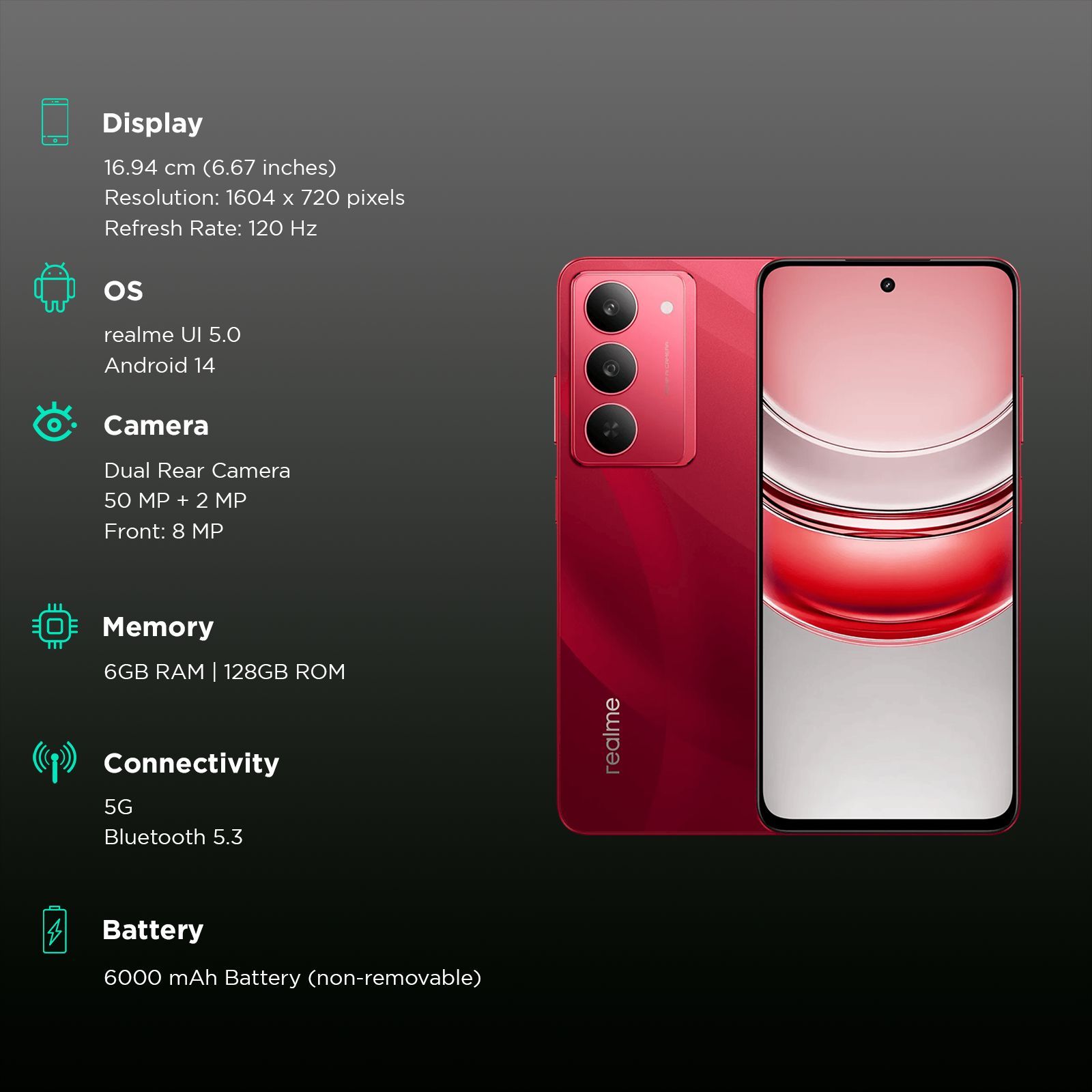 realme 14x 5G (6GB RAM, 128GB, Jewel Red)_3
