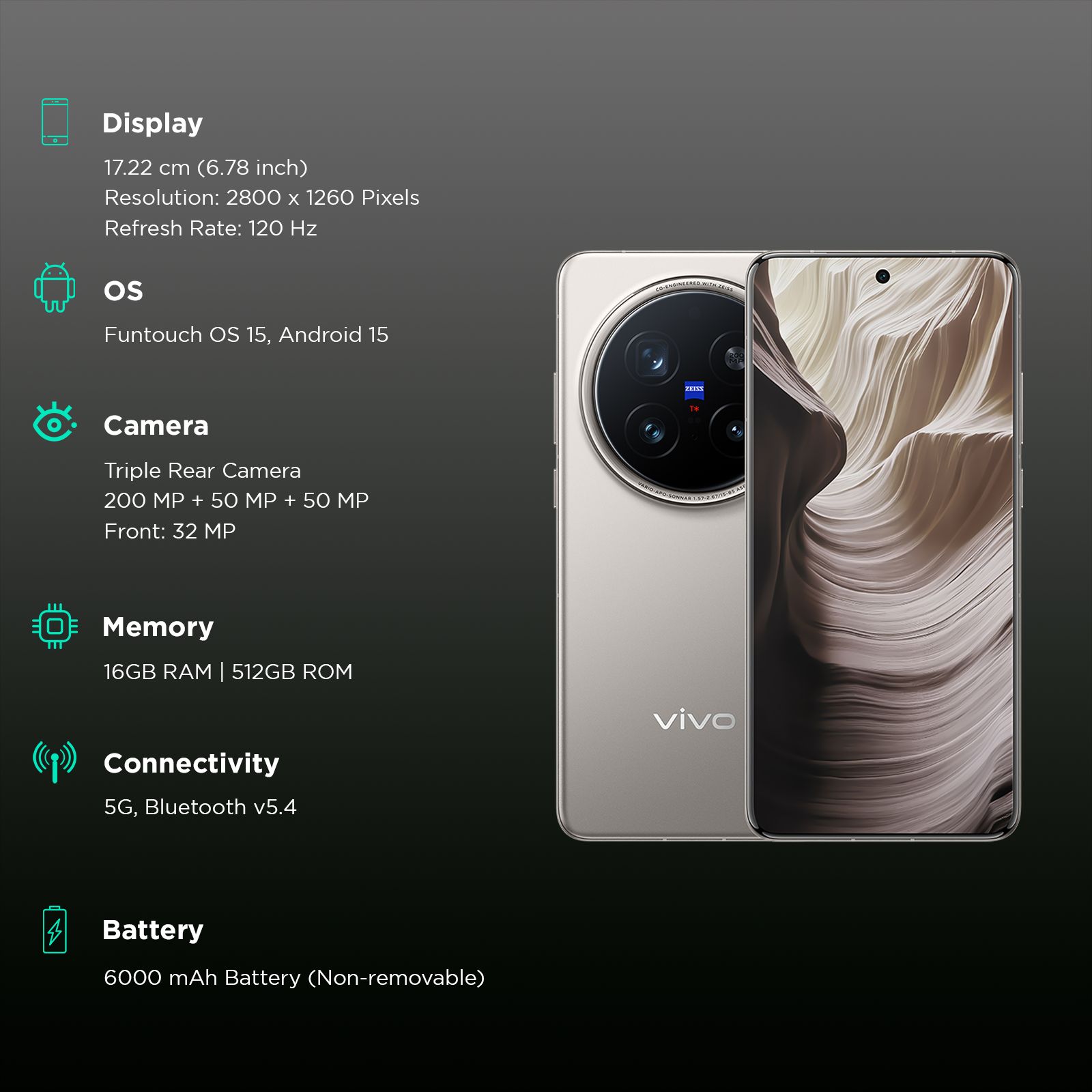 vivo X200 Pro 5G (16GB RAM, 512GB, Titanium Gray) vivo X200 Pro 5G (16GB RAM, 512GB, Titanium Gray)_3