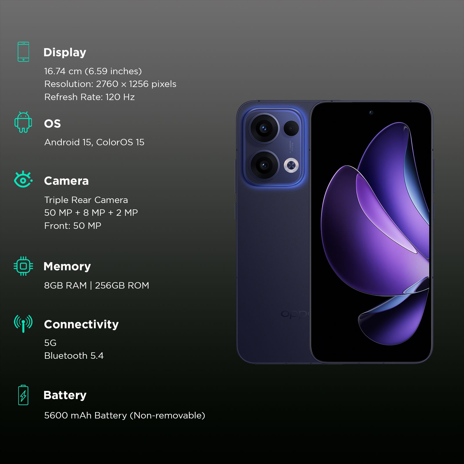 oppo Reno13 5G (8GB RAM, 256GB, Luminous Blue)_3