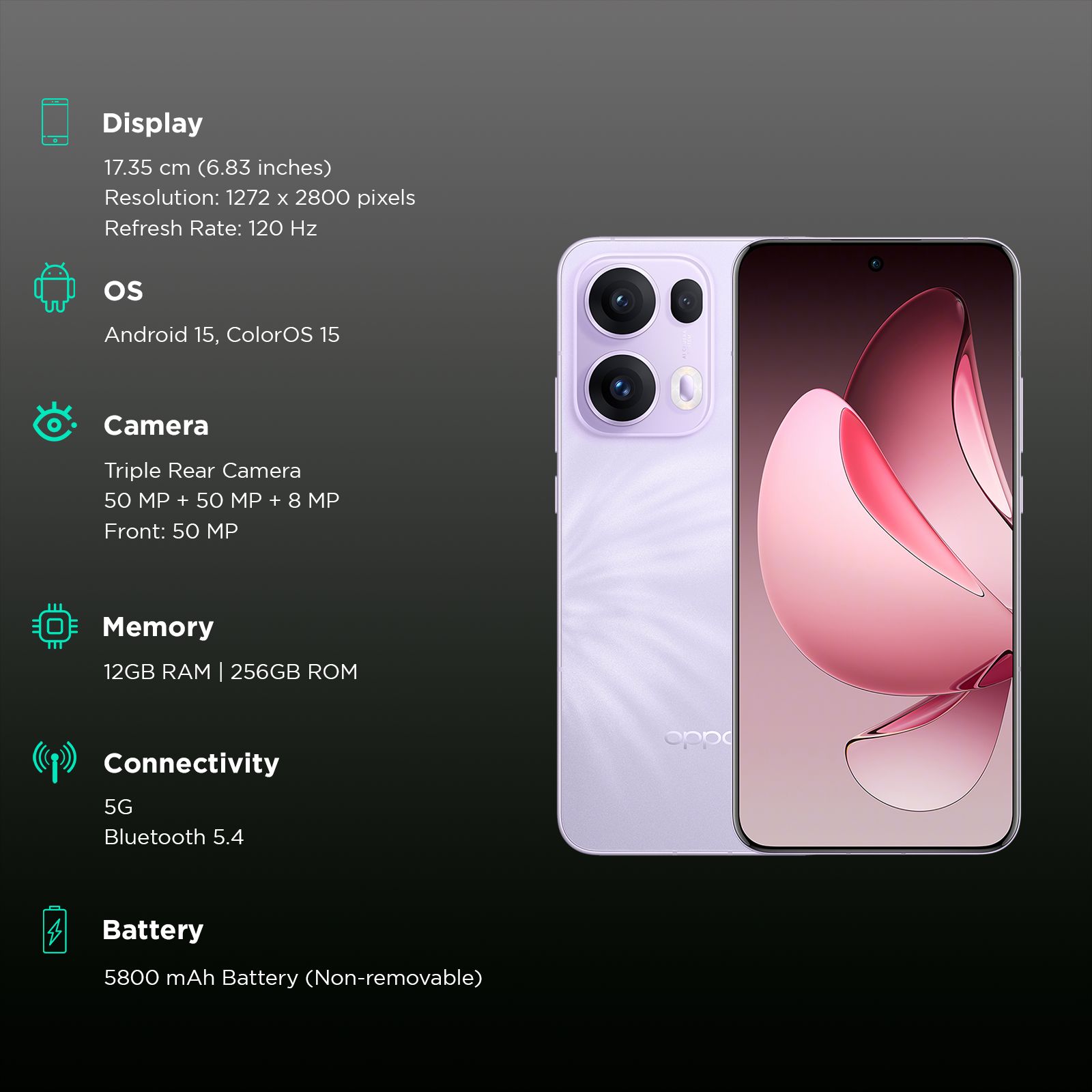 oppo Reno13 Pro 5G (12GB RAM, 256GB, Mist Lavender)_3