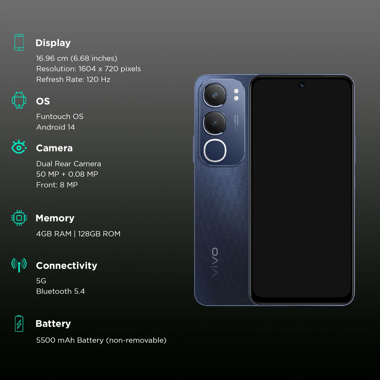 vivo Y29 5G (4GB RAM, 128GB, Diamond Black)_3