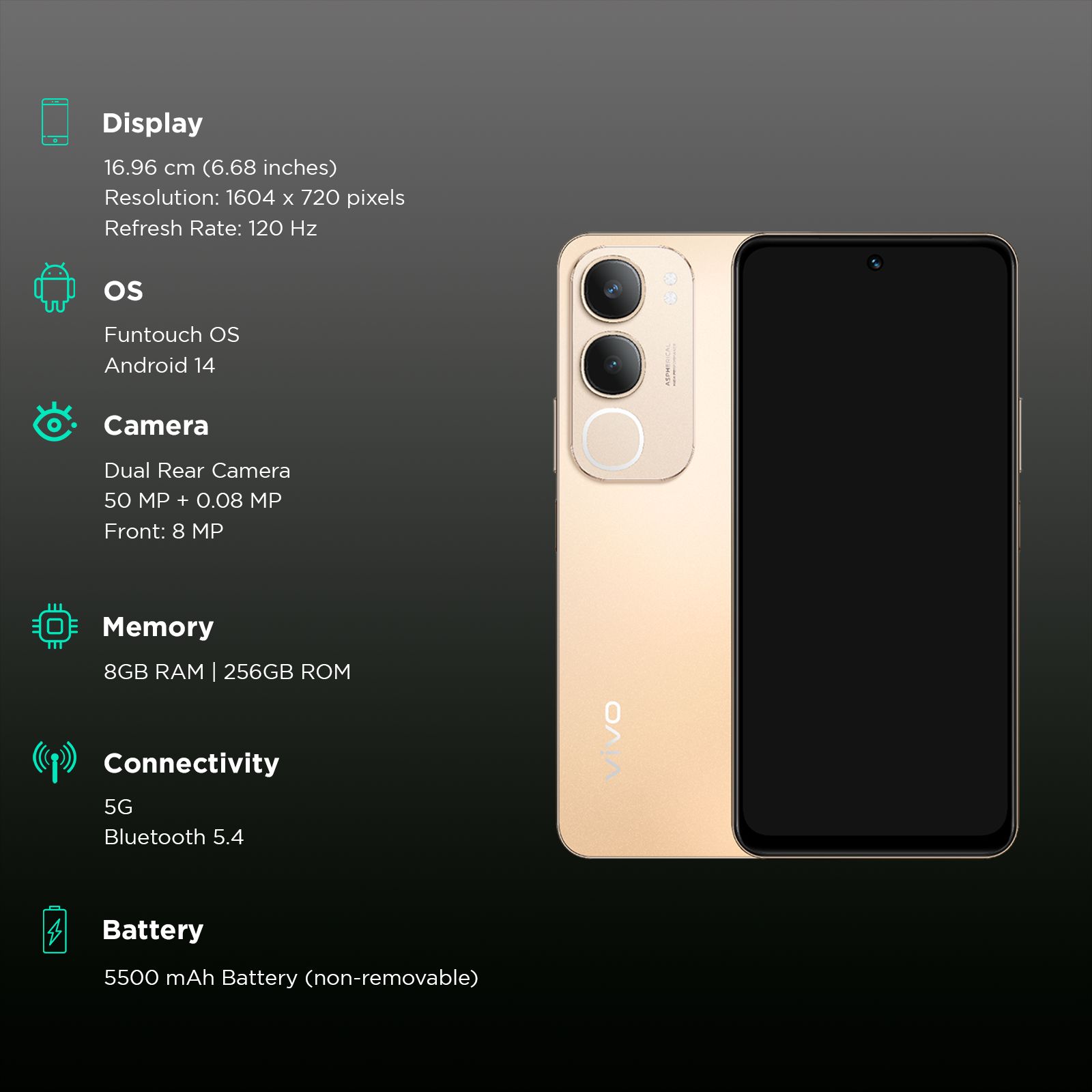 vivo Y29 5G (8GB RAM, 256GB, Titanium Gold)_3