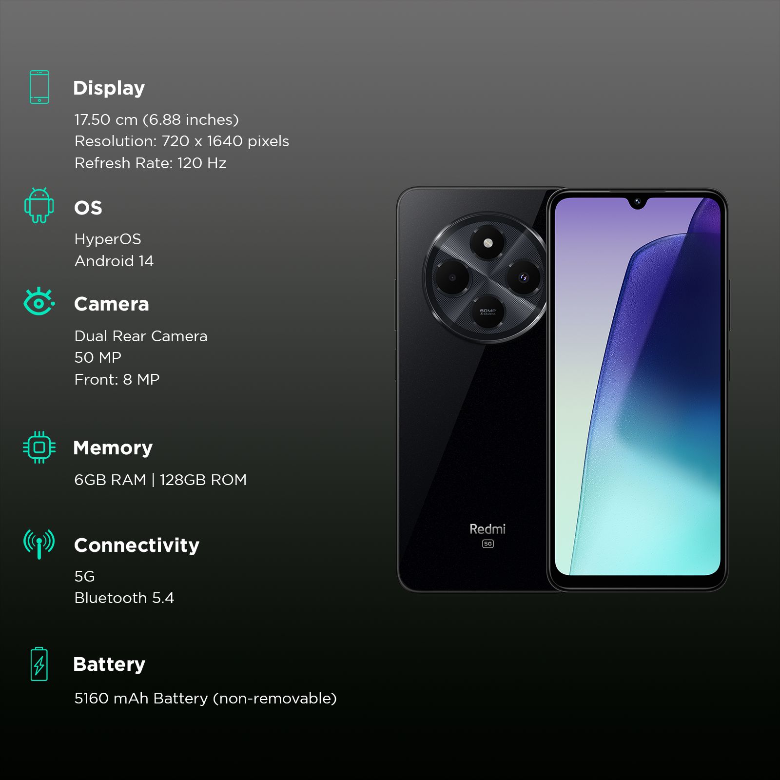 Redmi 14C 5G (6GB RAM, 128GB, Stargaze Black) Redmi 14C 5G (6GB RAM, 128GB, Stargaze Black)_3