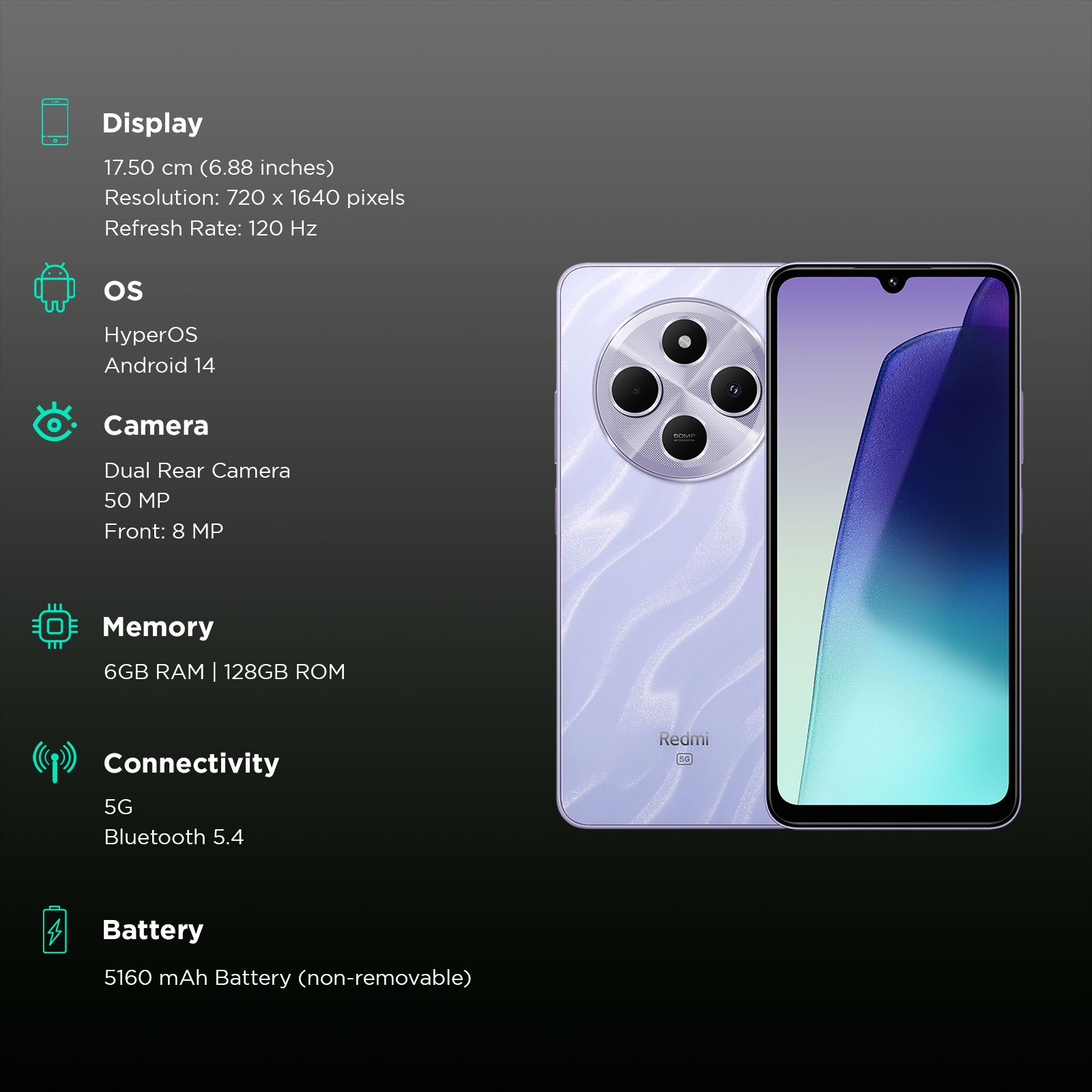 Redmi 14C 5G (6GB RAM, 128GB, Stardust Purple) Redmi 14C 5G (6GB RAM, 128GB, Stardust Purple)_3