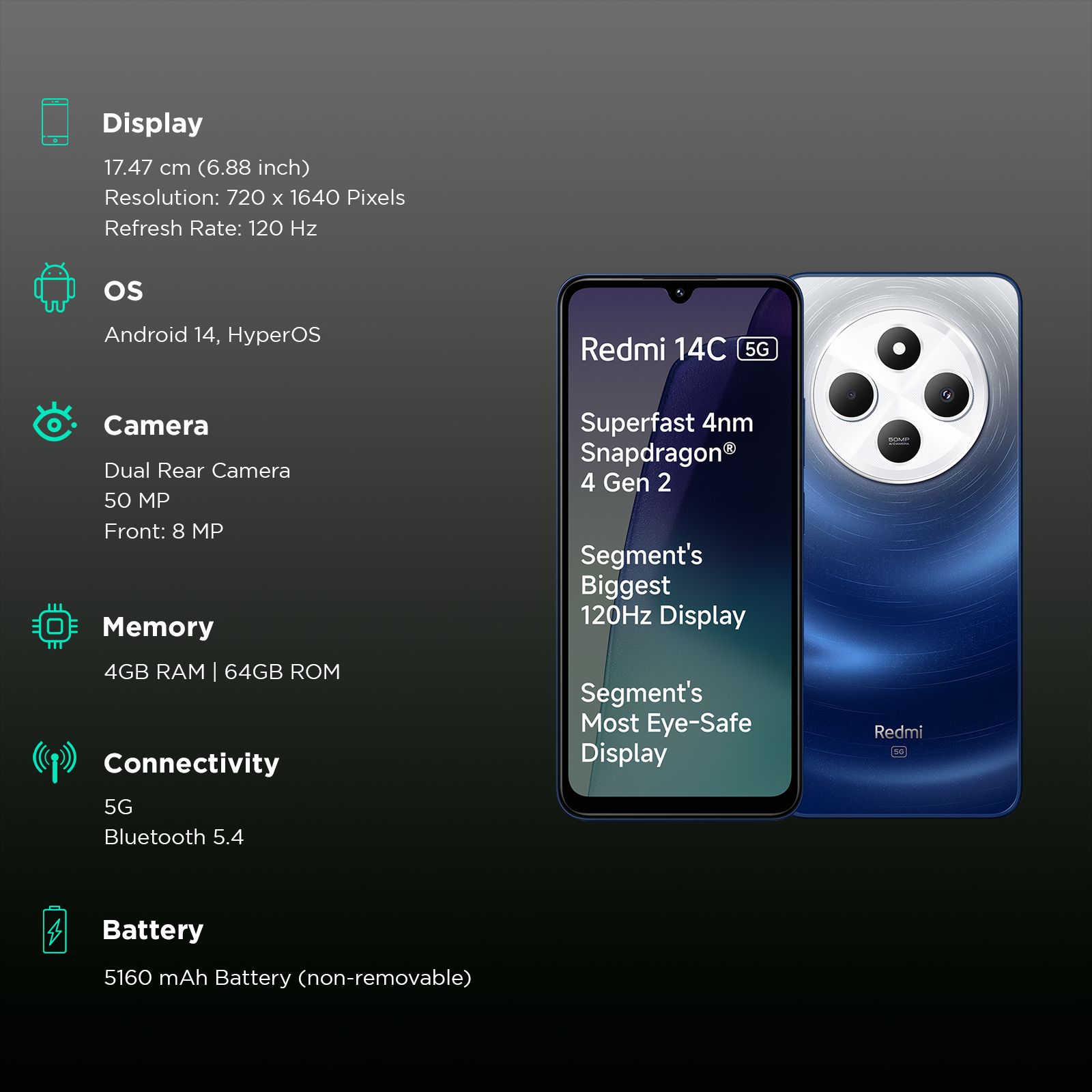Redmi 14C 5G (4GB RAM, 64GB, Starlight Blue)_3