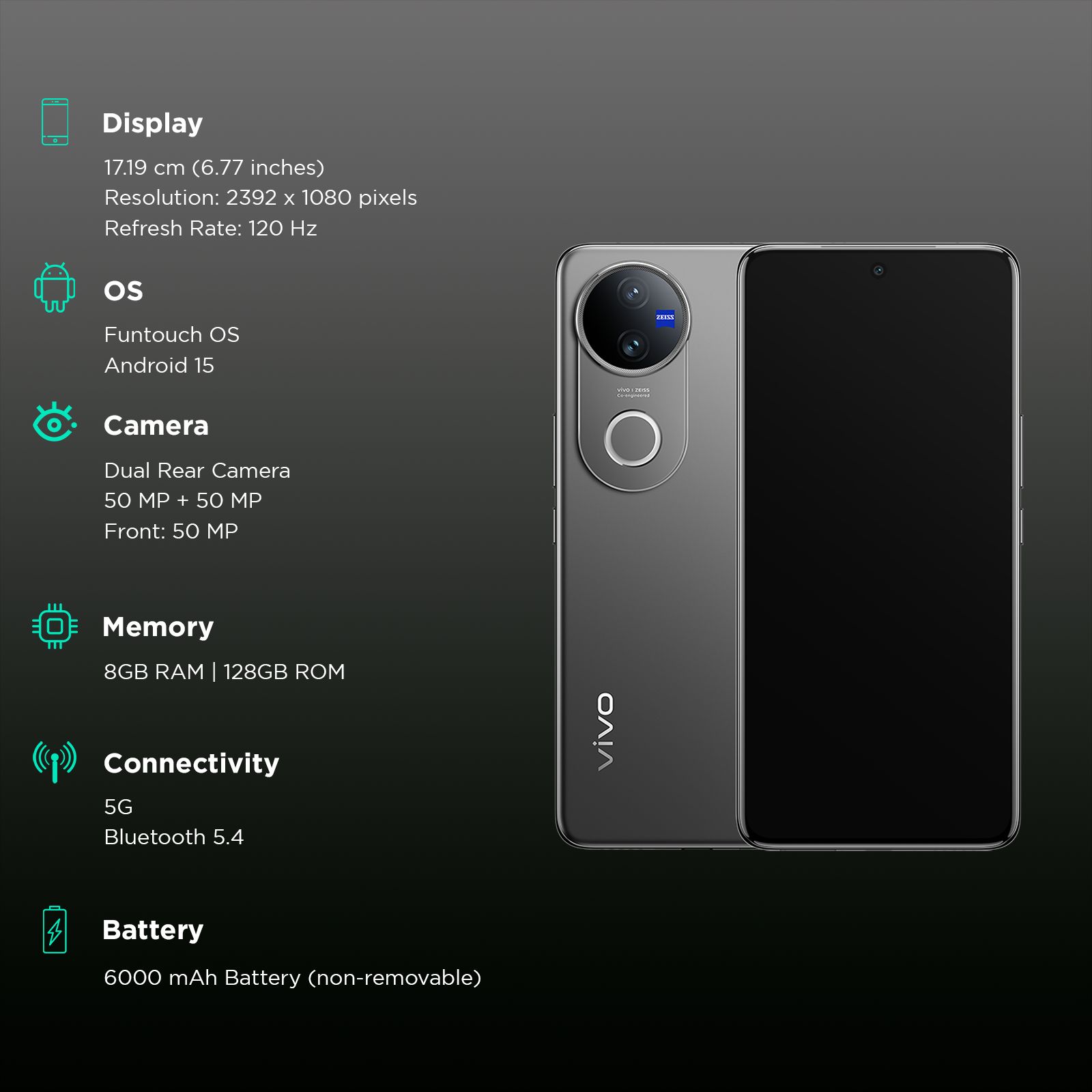 vivo V50 5G (8GB RAM, 128GB, Titanium Grey)_3